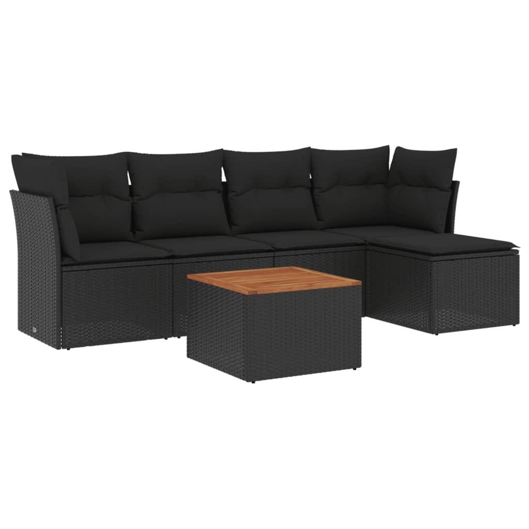 Voir la diapositive 2 : VIDAXL Salon de jardin 6 pcs avec coussins noir resine tressee