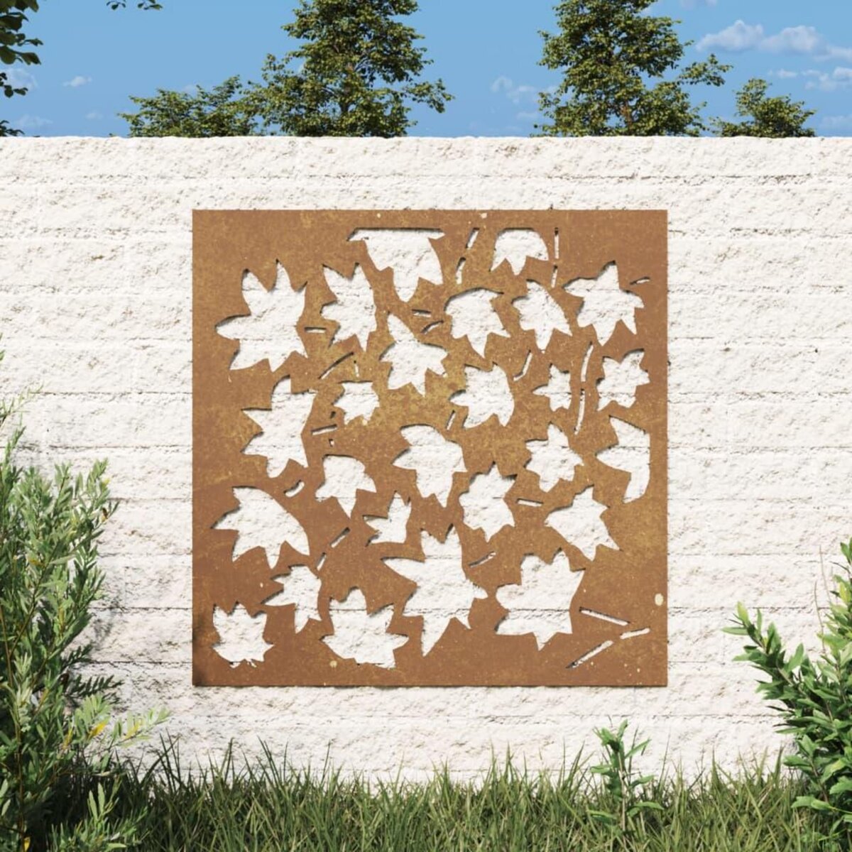 VIDAXL Decoration murale jardin 55x55 cm acier corten design feuille