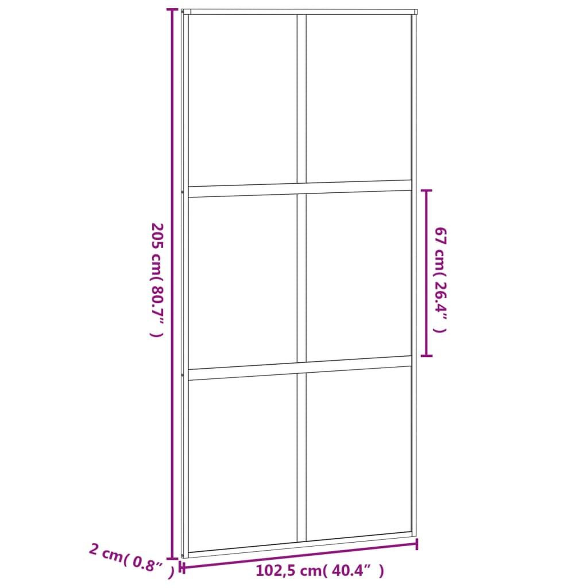 Voir la diapositive 6 : VIDAXL Porte coulissante noir 102,5x205 cm verre trempe aluminium