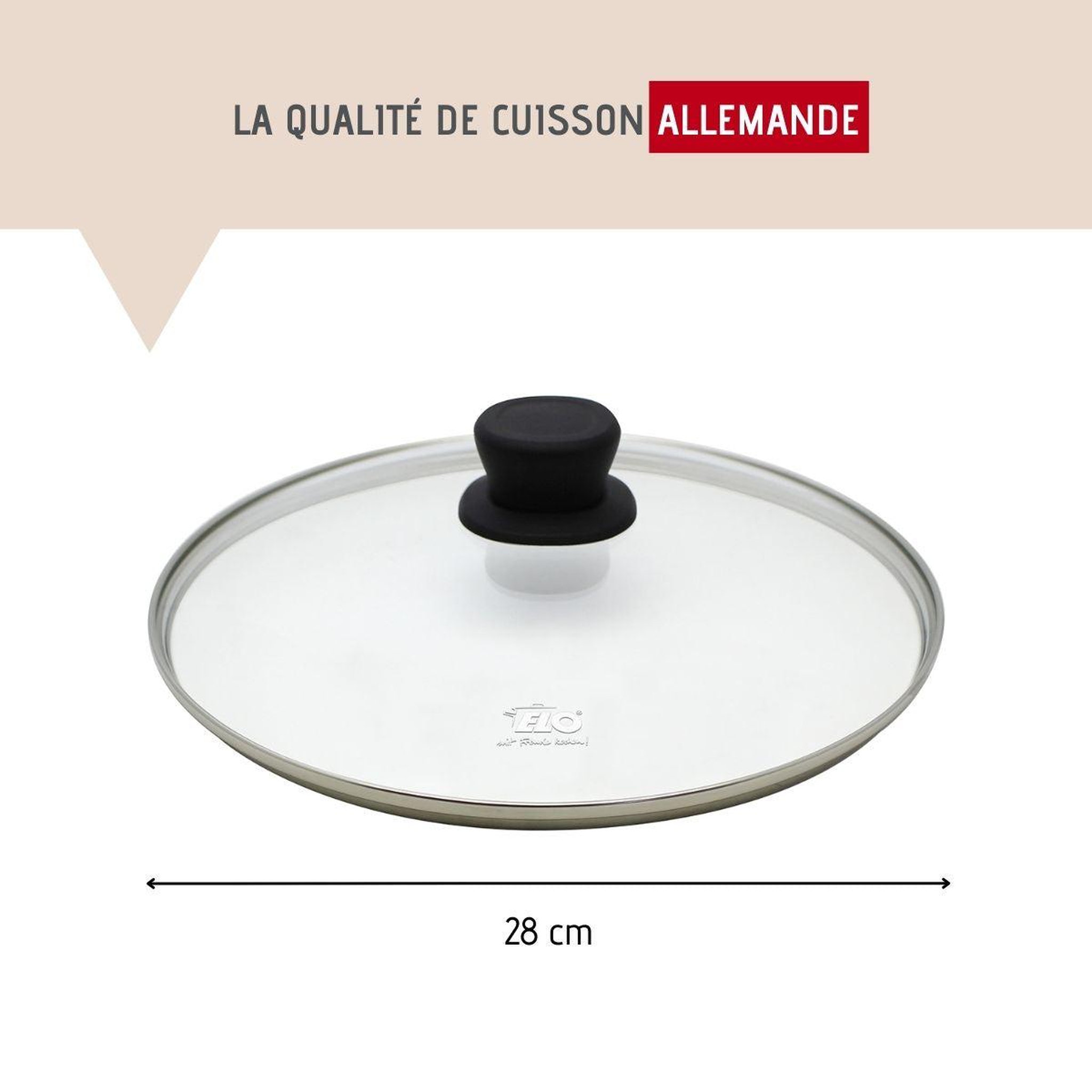 Voir la diapositive 4 : ELO Poêle à frire 28 cm avec couvercle en verre elo smart life