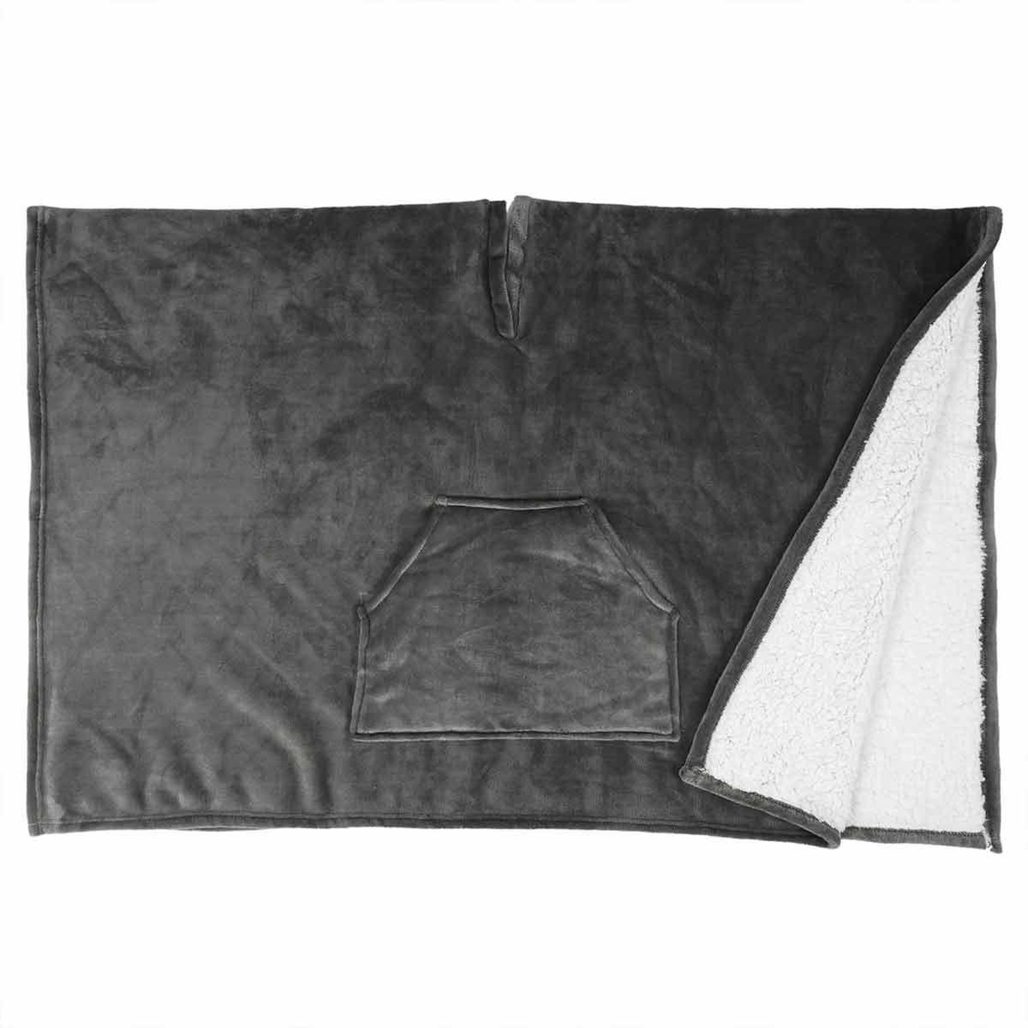 Voir la diapositive 2 : The Home Deco Factory Plaid déco  poncho  130x170cm gris