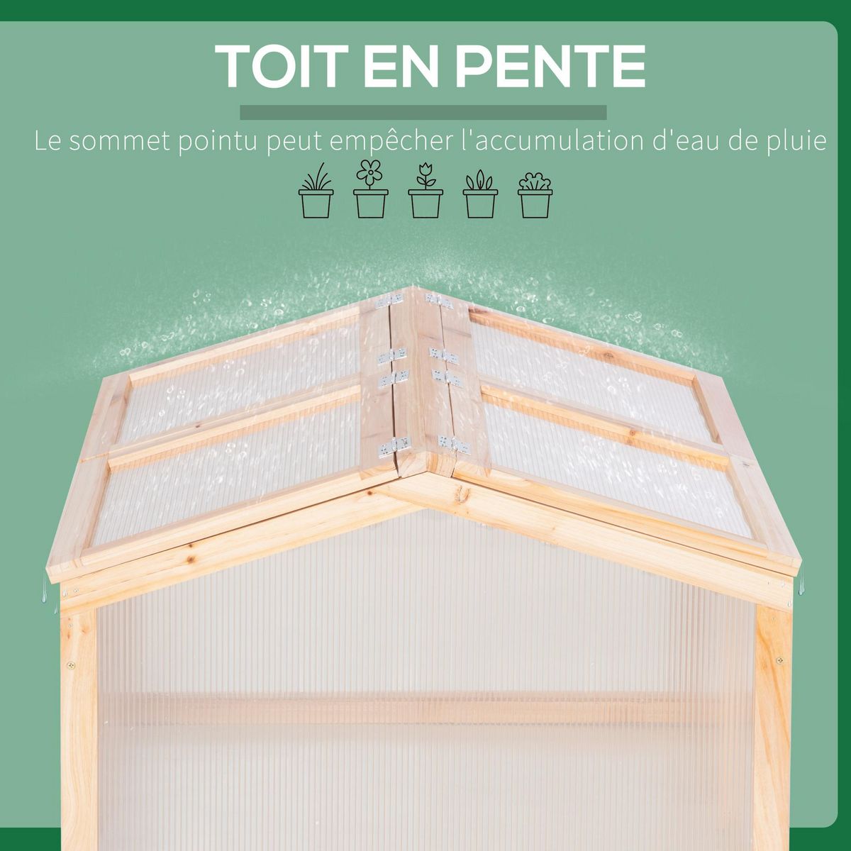 OUTSUNNY Mini serre de jardin serre à tomates dim. 102L x 71l x 53H cm double toit ouvrable 2 niveaux panneaux polycarbonate bois sapin pré-huilé