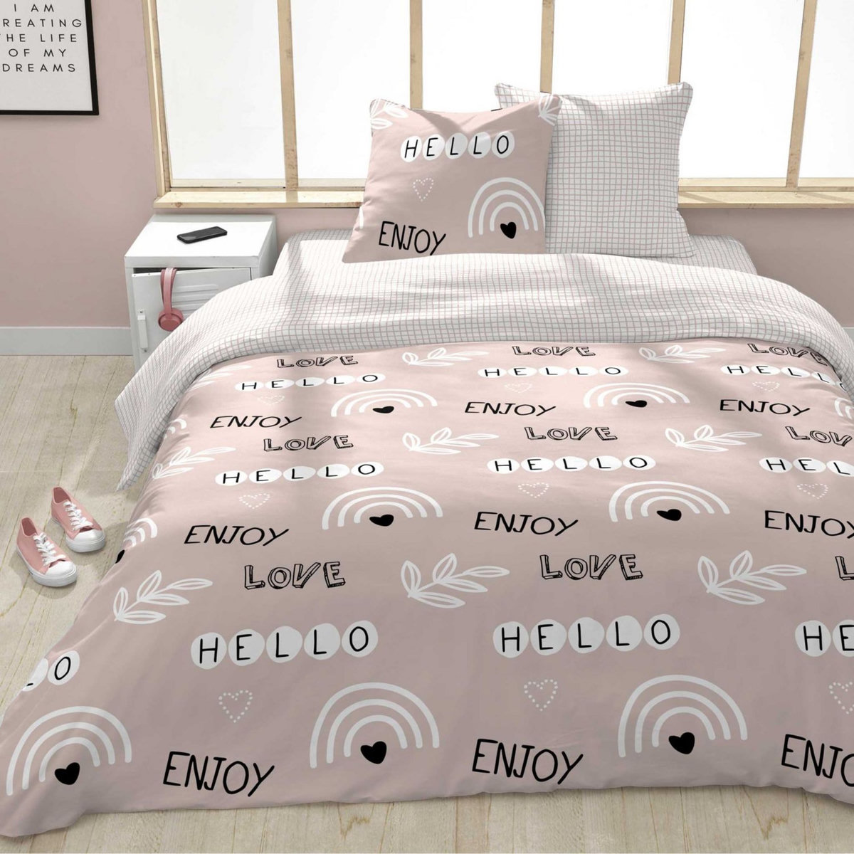 Parure housse de couette en polycoton imprimé SHINE