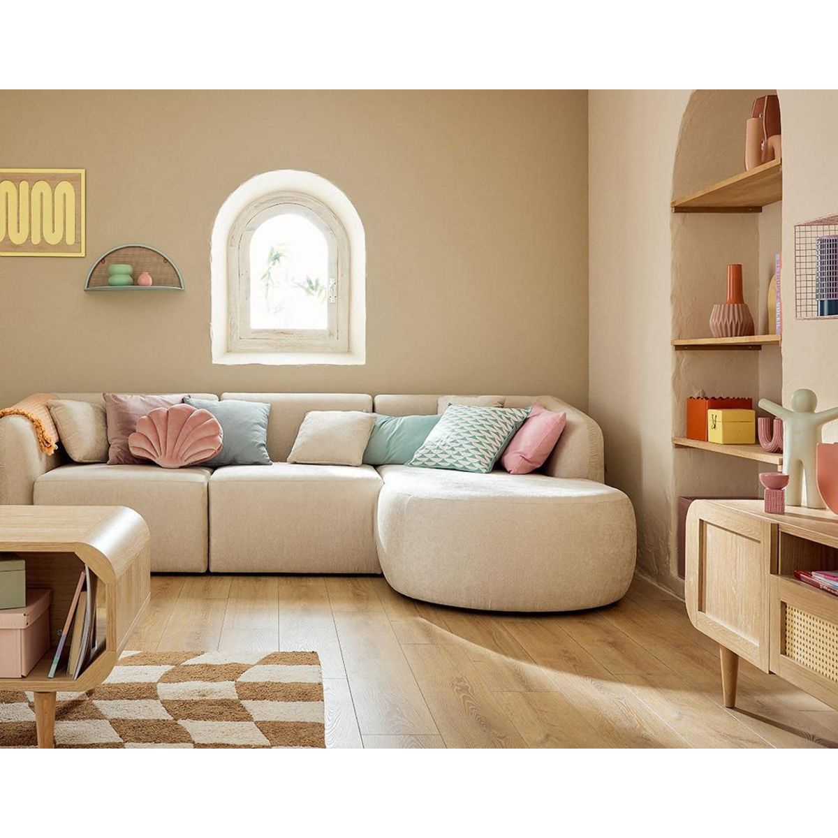 LISA DESIGN Ikare - module d'assise méridienne droit - en tissu