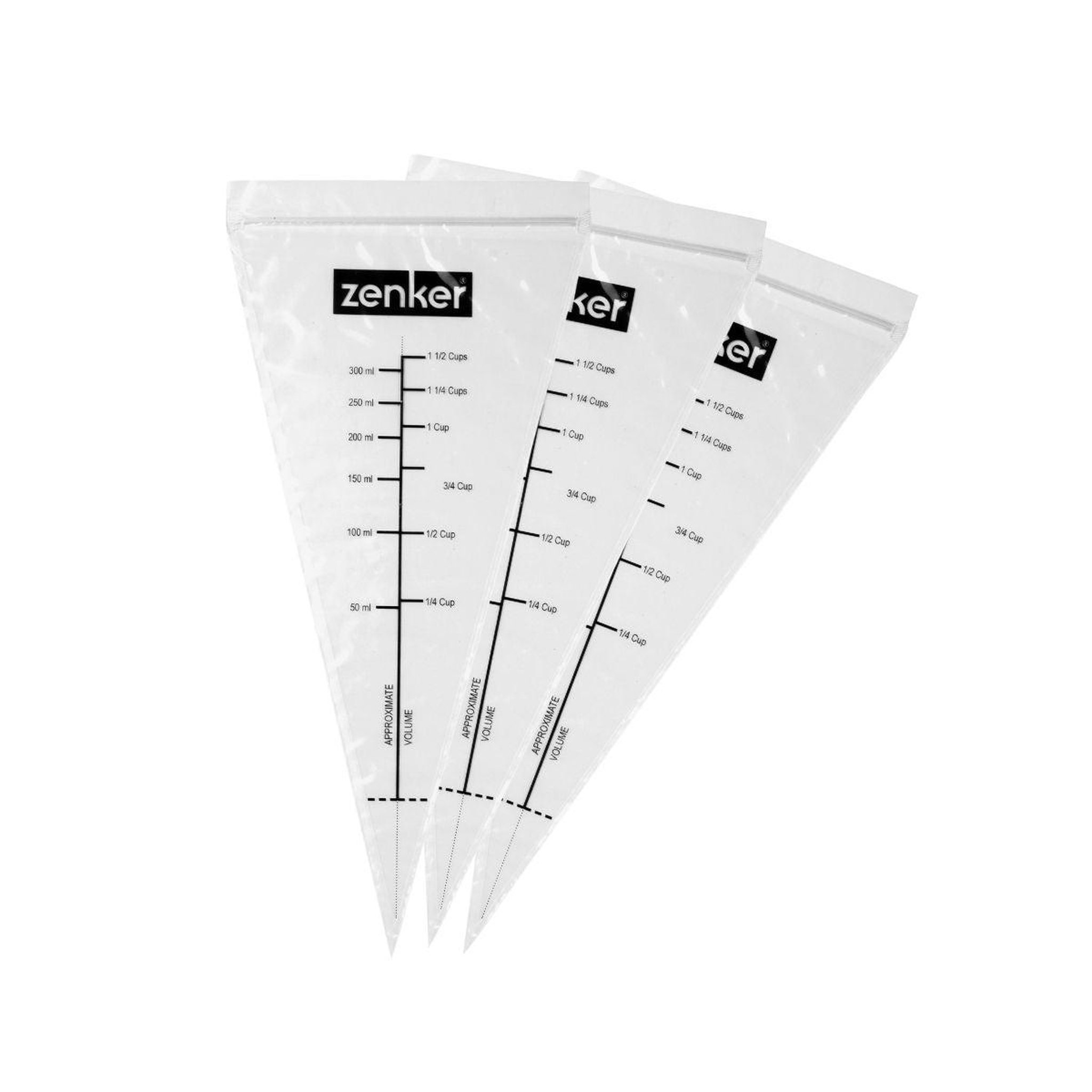 ZENKER Lot de 10 poches à douille graduées avec zip 30 cm zenker smart pastry