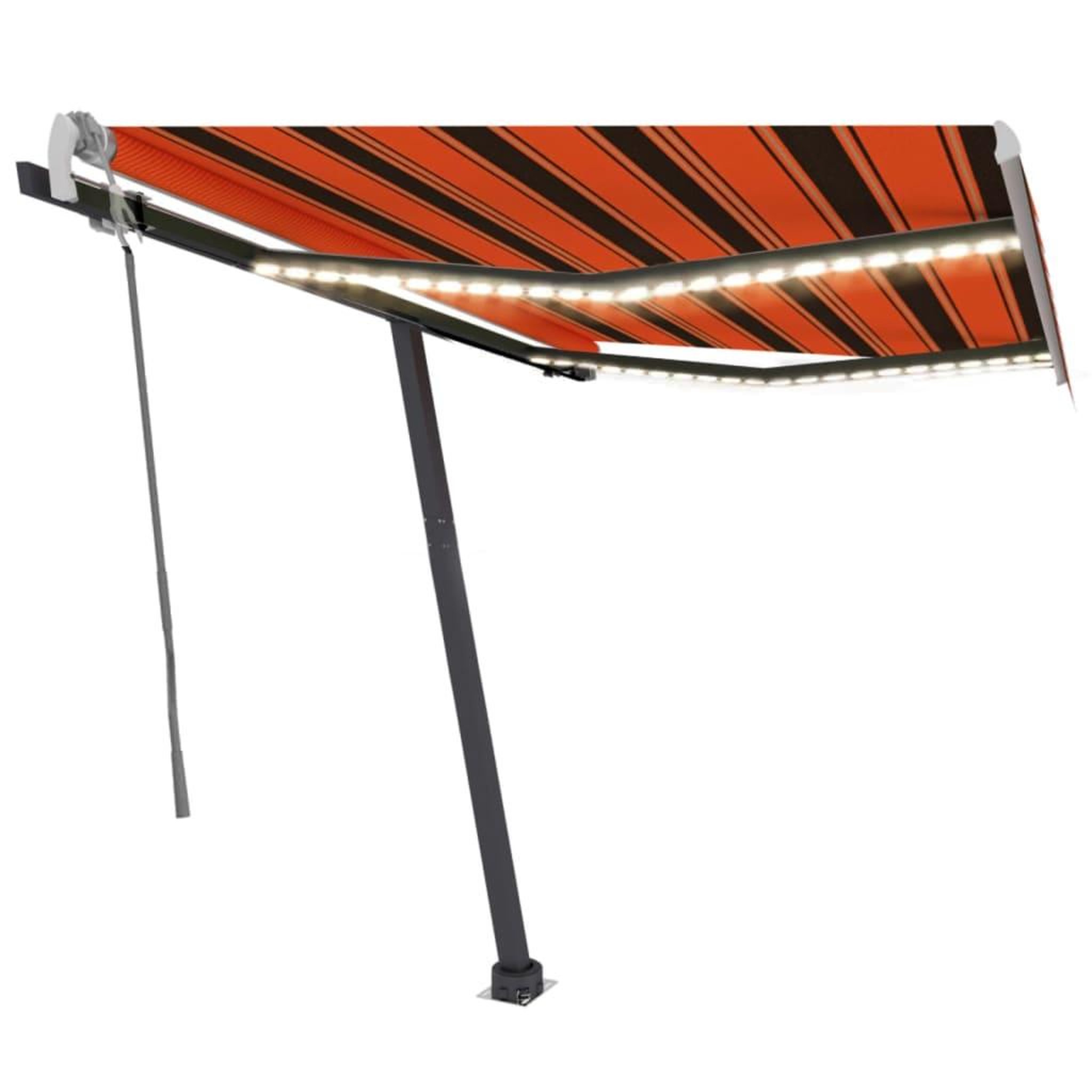 Voir la diapositive 2 : VIDAXL Auvent manuel retractable avec LED 300x250 cm Orange et marron