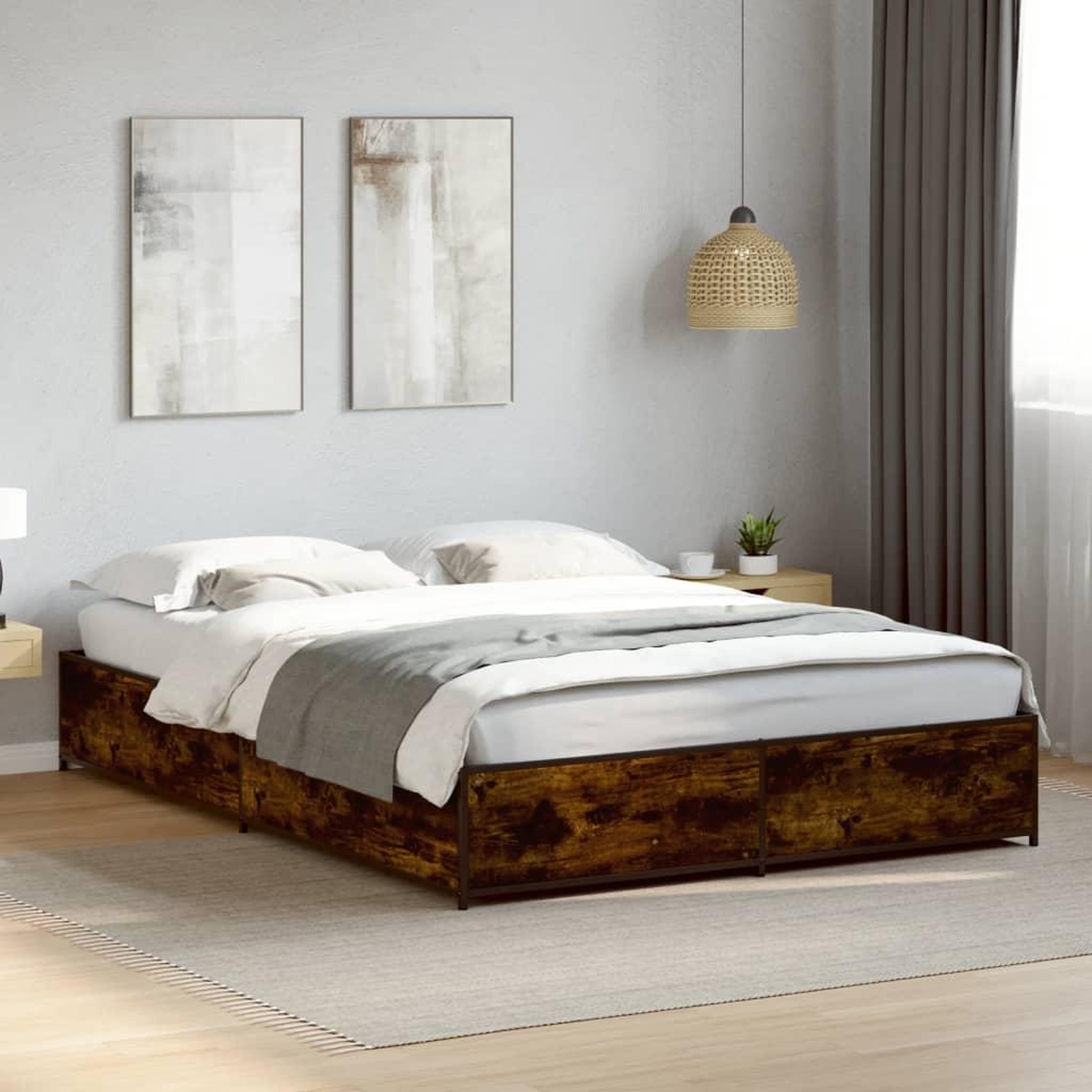 VIDAXL Cadre de lit sans matelas chene fume 120x190 cm
