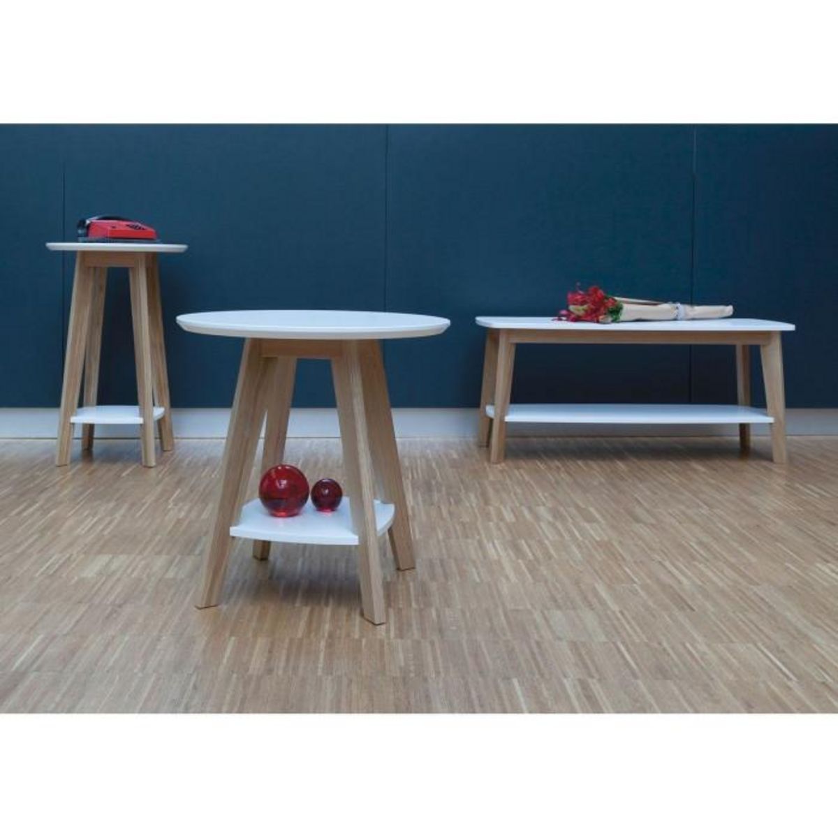 Paris Prix Table d'Appoint Design  Kensal  55cm Chêne & Blanc