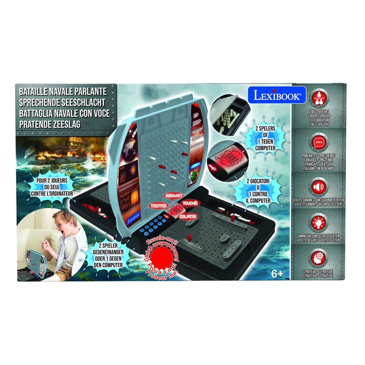 Lexibook Bataille Navale électronique parlante lumineuse (FR/DE/IT/NL)