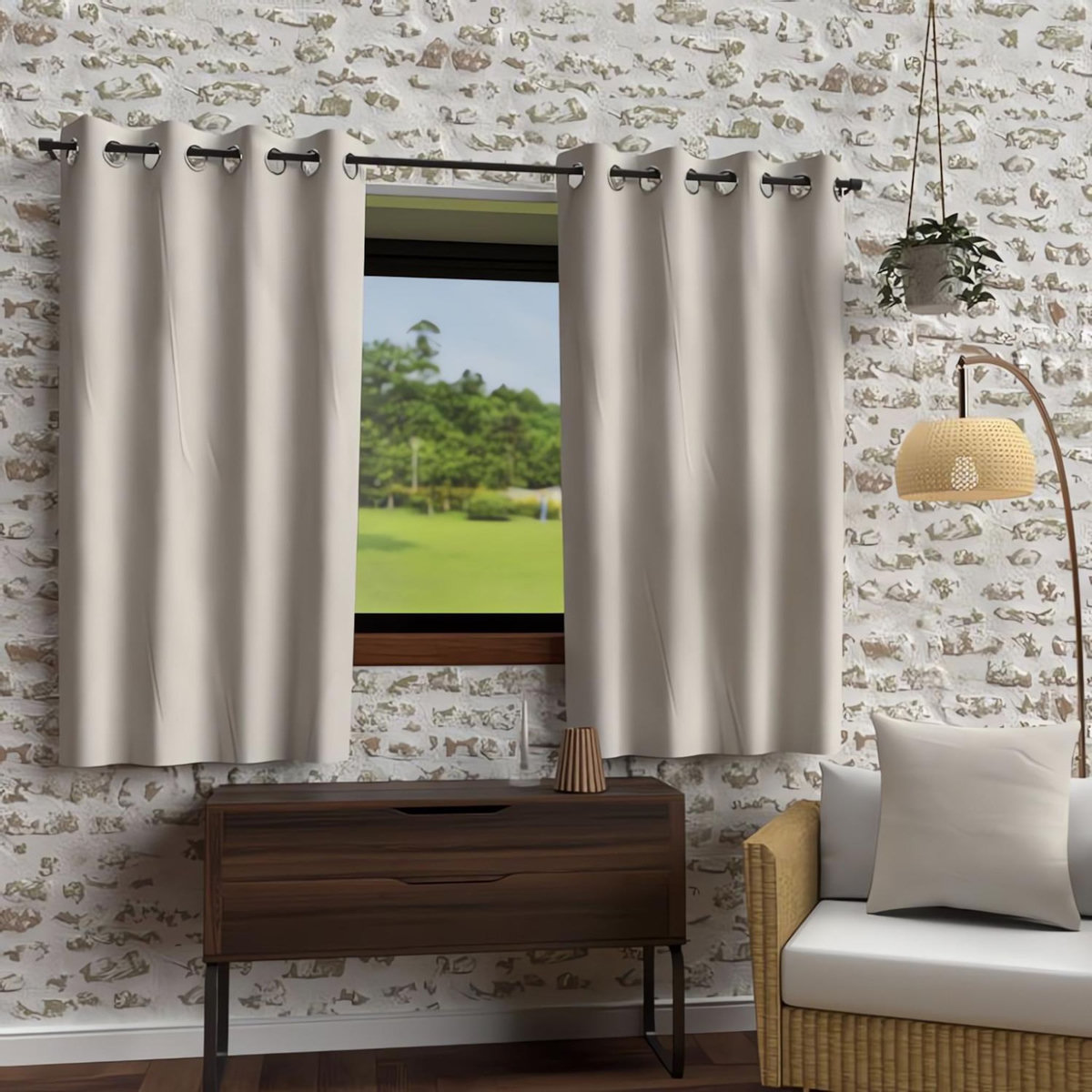 SOLEIL D'OCRE Rideau à oeillets en microfibre lavée BOHEME, par Soleil d'Ocre