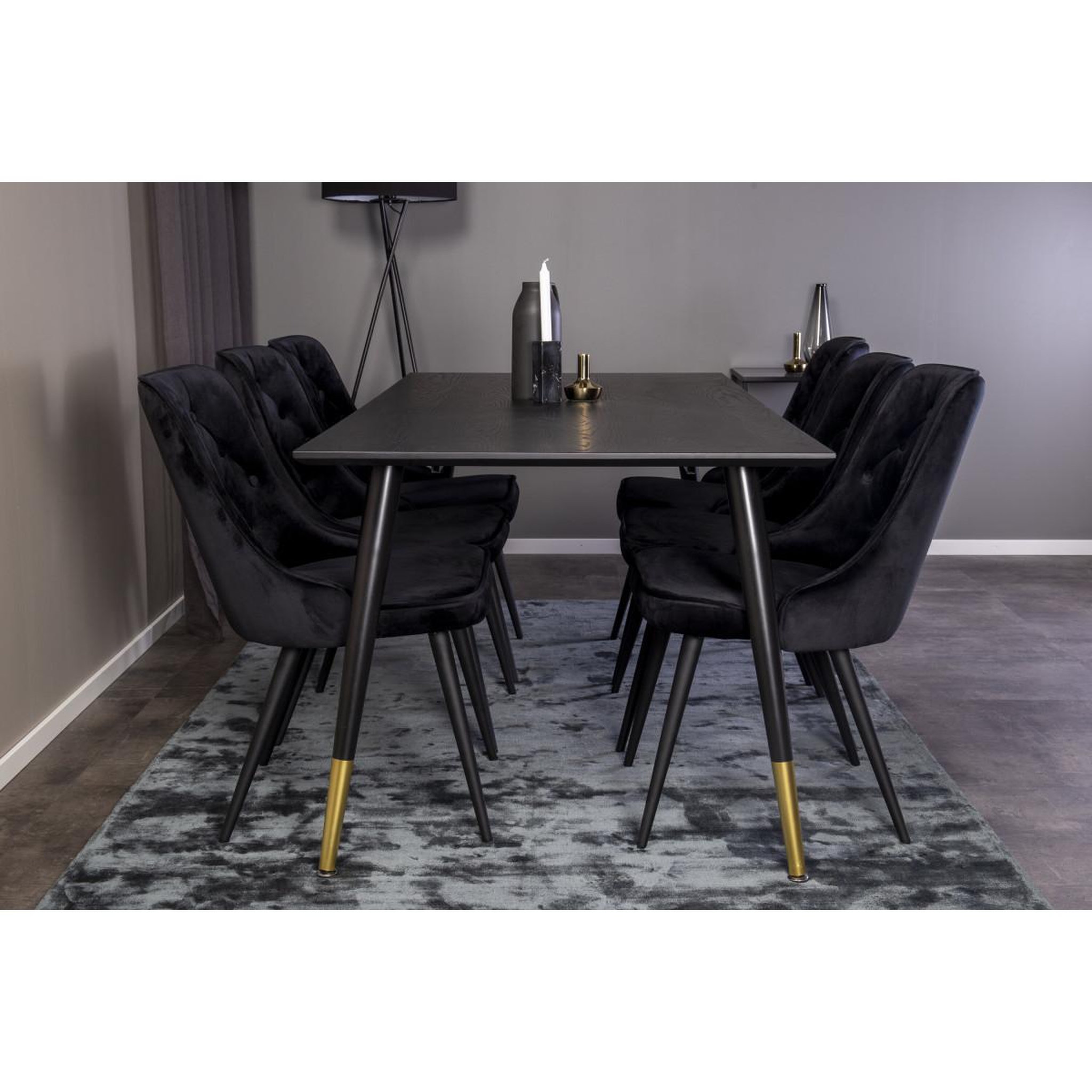 Voir la diapositive 4 : Paris Prix Ensemble table à manger & 6 chaises  dipp & deluxe  180cm noir & or