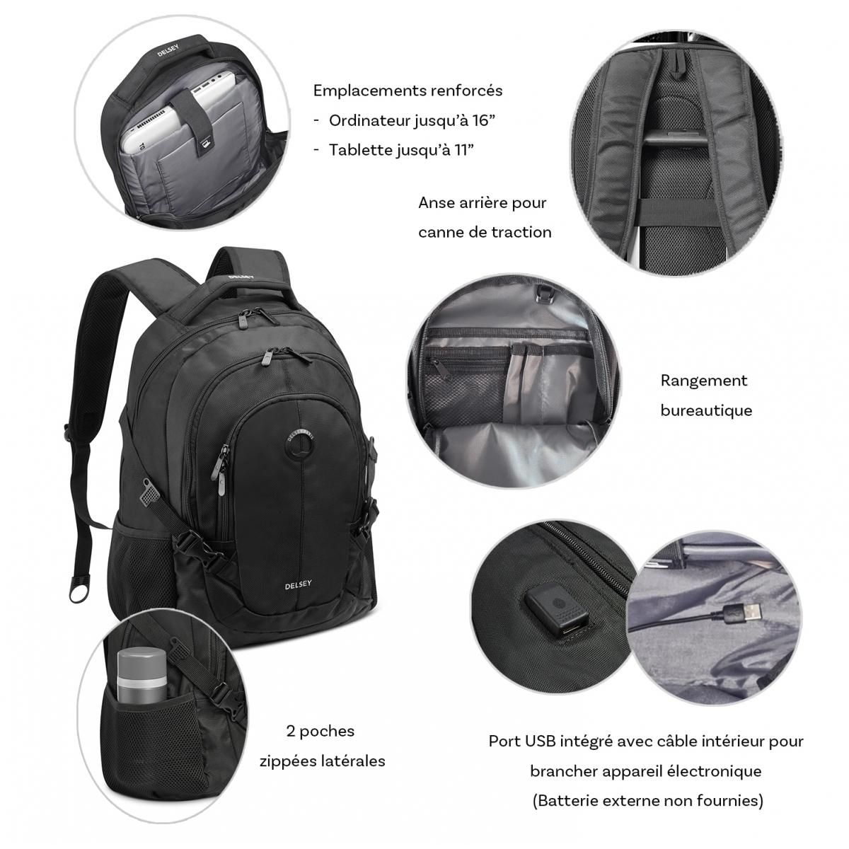 Delsey Sac à dos porte-ordinateur double compartiment Element Backpacks 16''