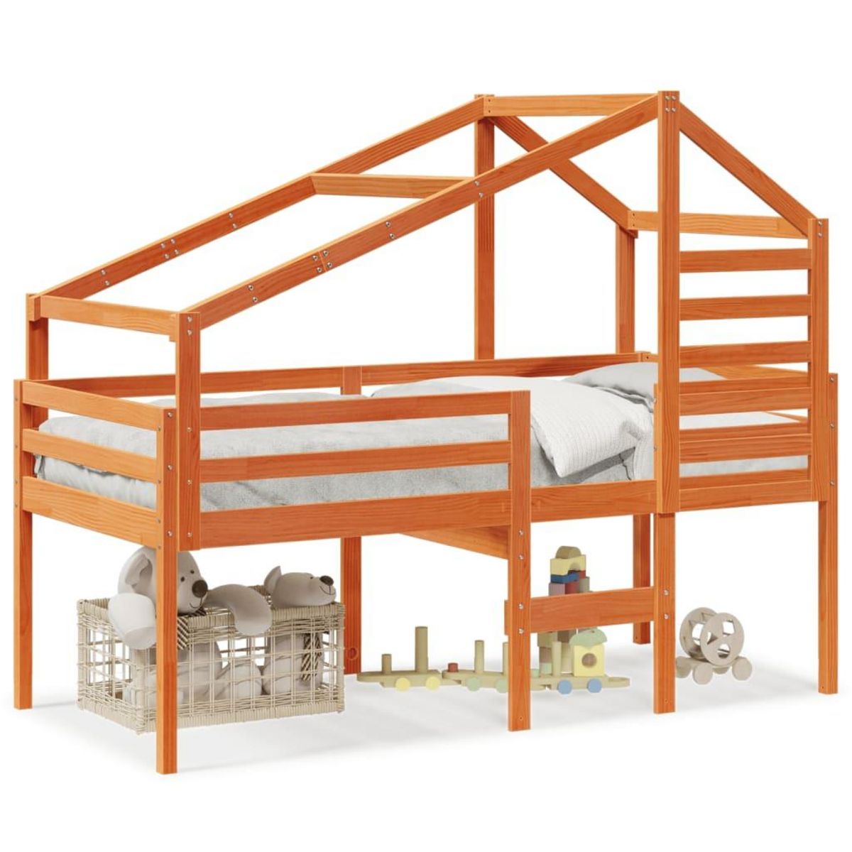 VIDAXL Lit haut sans matelas cire marron 75x190 cm bois de pin massif