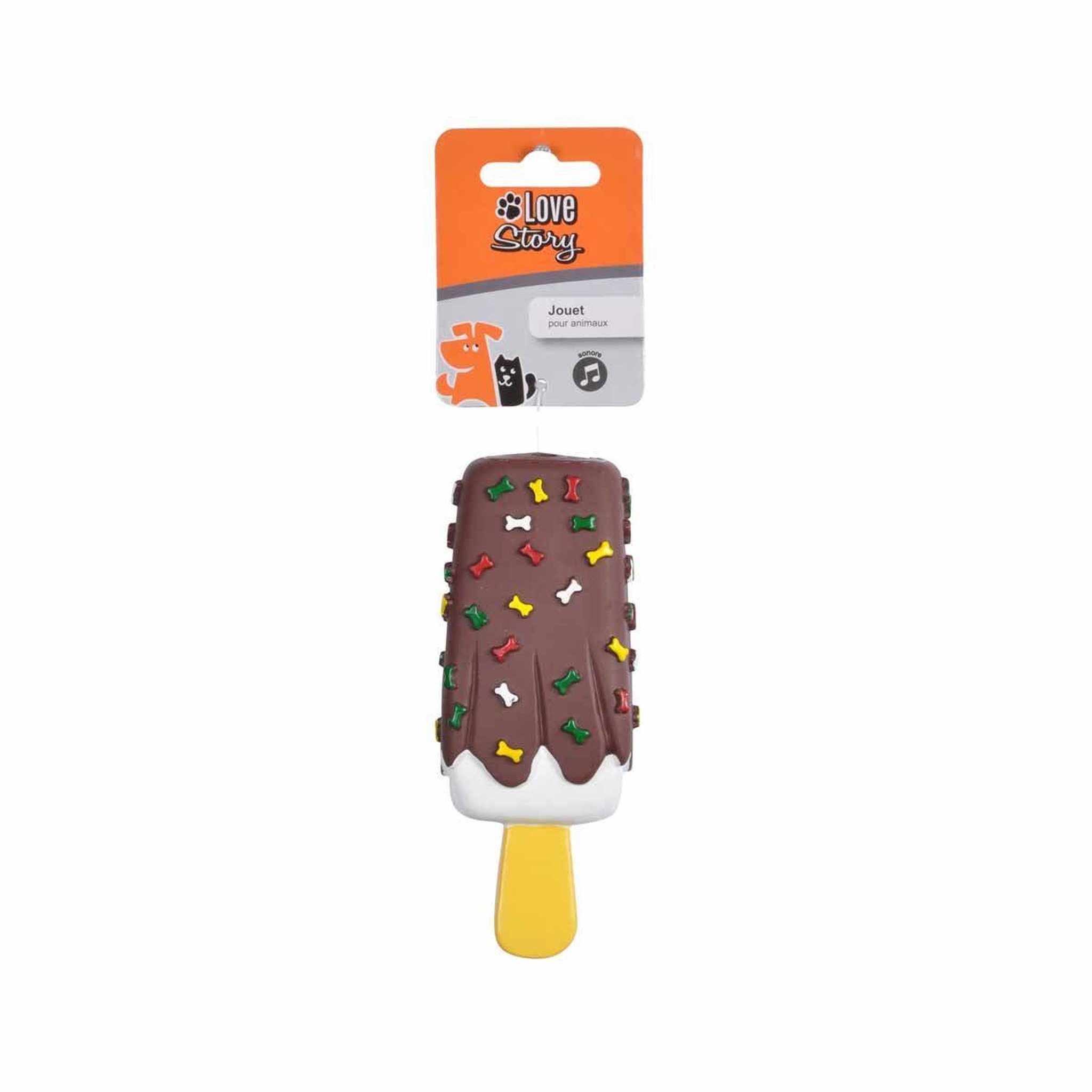 Voir la diapositive 3 : LOVE STORY Jouet pour chien  glace  15cm marron