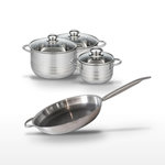 ELO Lot Poêle 32 cm & 3 Faitouts 16/20/24 cm Elo Relief Solution