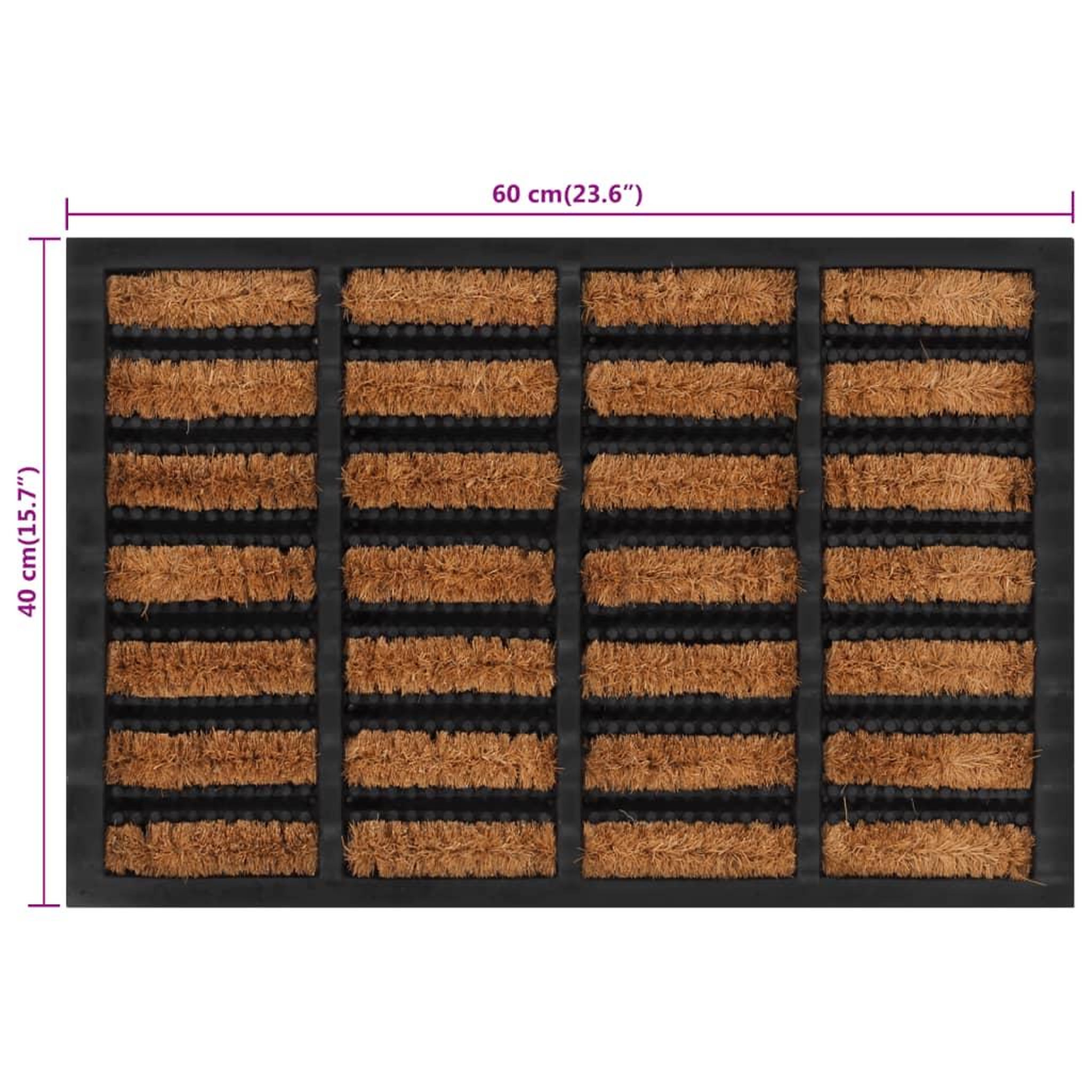 Voir la diapositive 6 : VIDAXL Paillasson rectangulaire 40x60 cm caoutchouc et fibre de coco