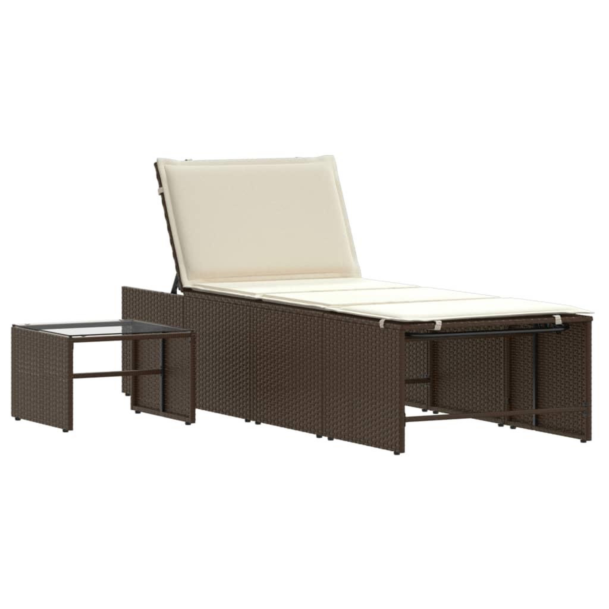 Voir la diapositive 5 : VIDAXL Chaises longues lot de 2 avec table marron resine tressee