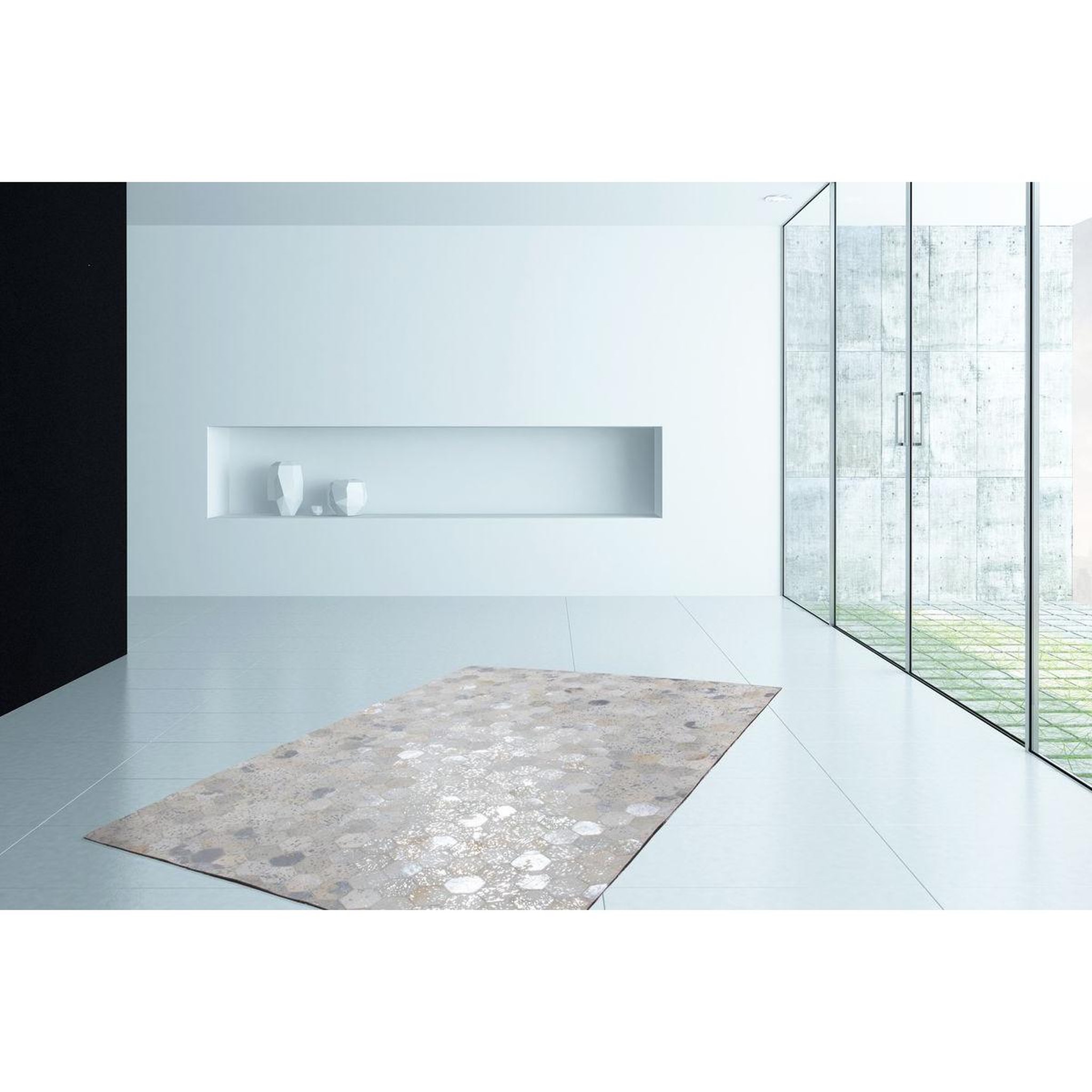 Voir la diapositive 2 : Paris Prix Tapis tissé effet métallique  spark  gris & argent
