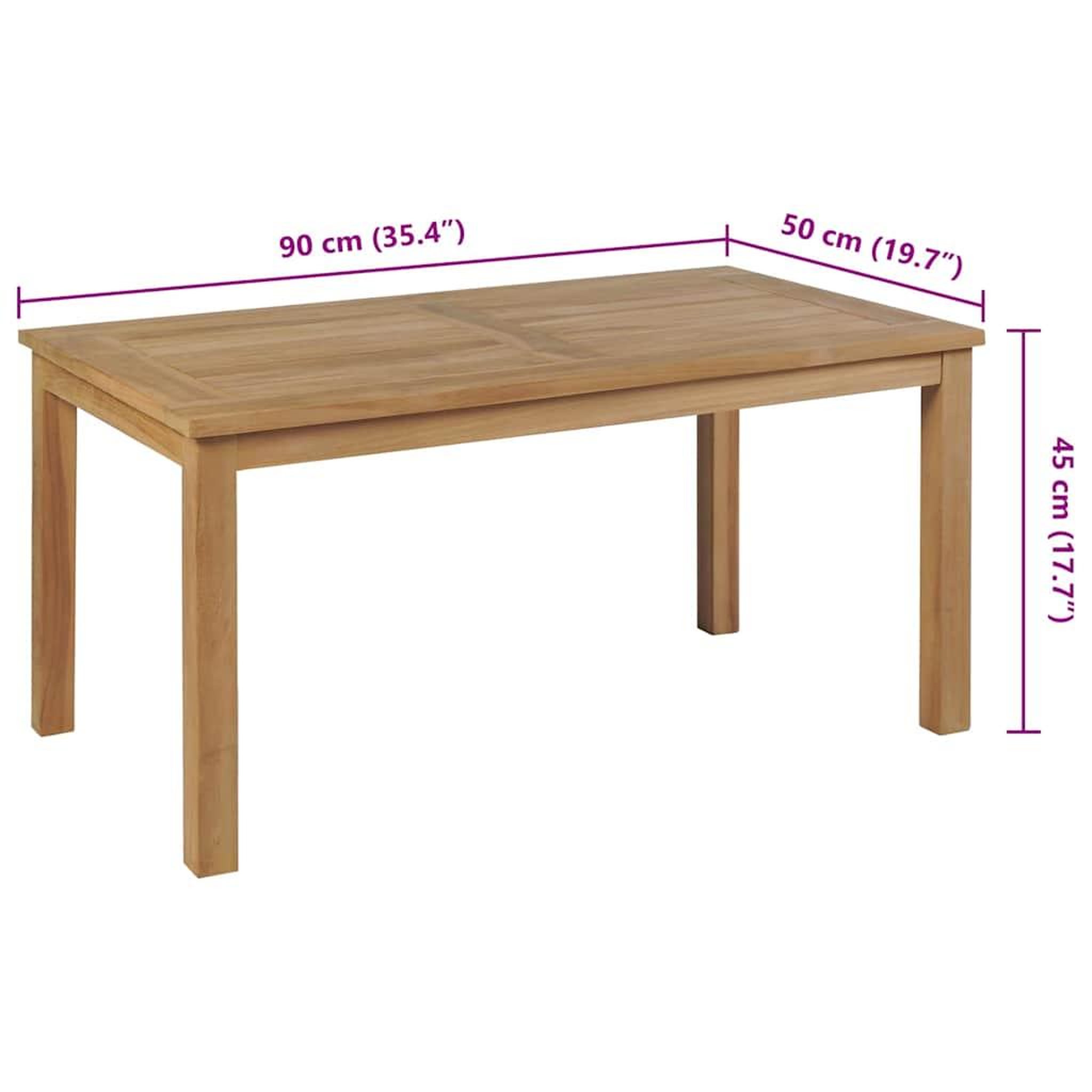 Voir la diapositive 6 : VIDAXL Table basse teck 90x50x45 cm