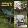 OUTSUNNY Hamac pliable complet - support acier, toile hamac coton - support 2 en 1 hamac chaise suspendue - noir beige