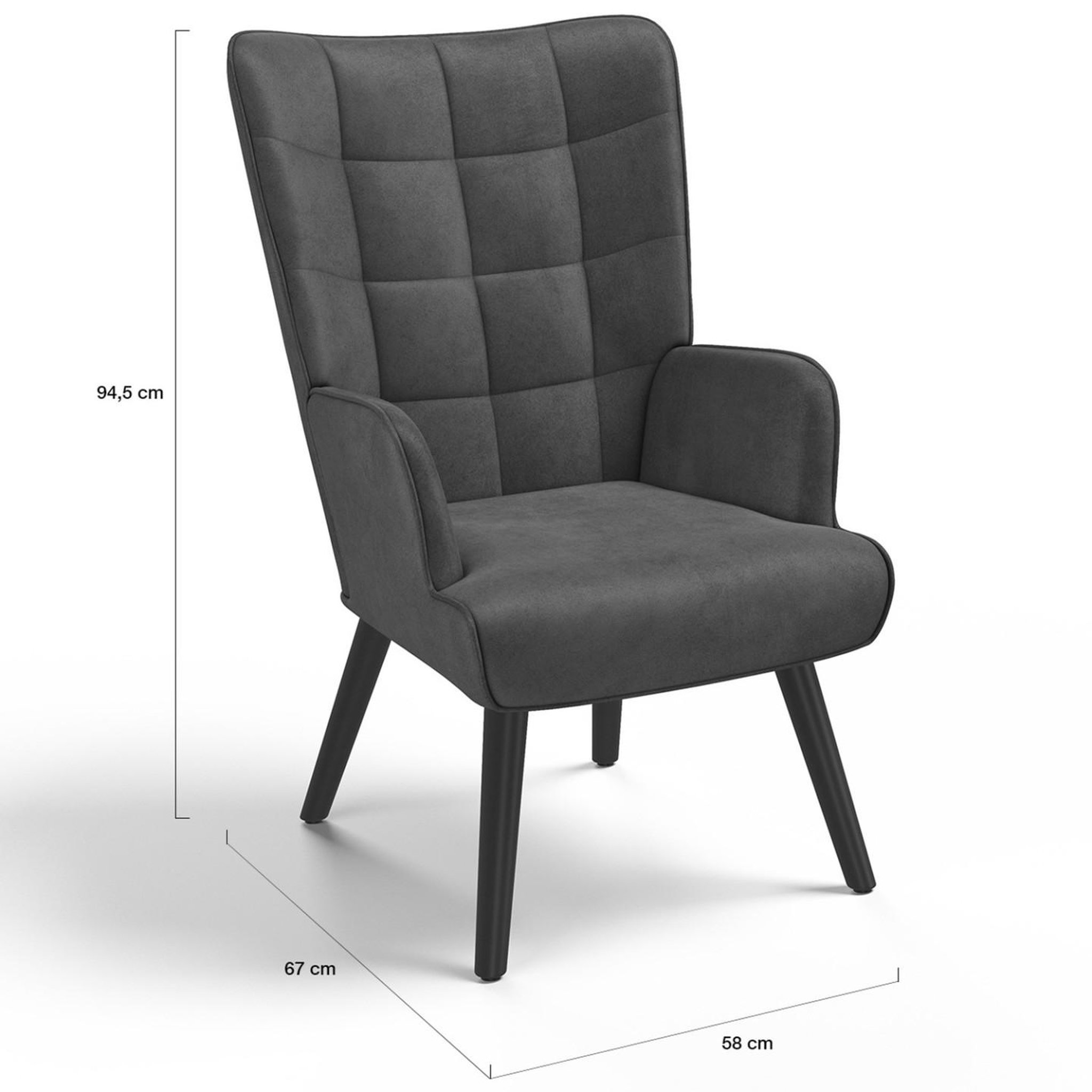 Voir la diapositive 5 : ID MARKET Fauteuil scandinave ania en velours gris