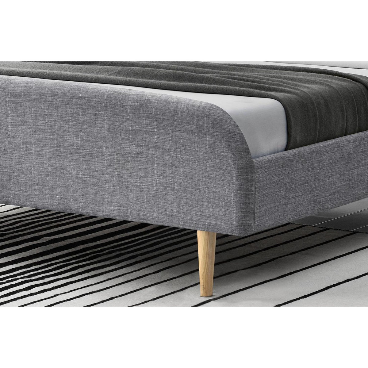 CONCEPT USINE Lit 140 x 190 cm en tissu gris clair SANDVIK