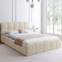 Voir la diapositive 4 : ID MARKET Lit coffre double NUAGE avec tête de lit matelassée et sommier 140 x 190 cm velours beige