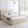 Voir la diapositive 4 : ID MARKET Lit coffre double NUAGE avec tête de lit matelassée et sommier 140 x 190 cm velours beige