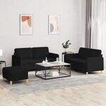 VIDAXL Ensemble de canapes 3 pcs avec coussins Noir Tissu