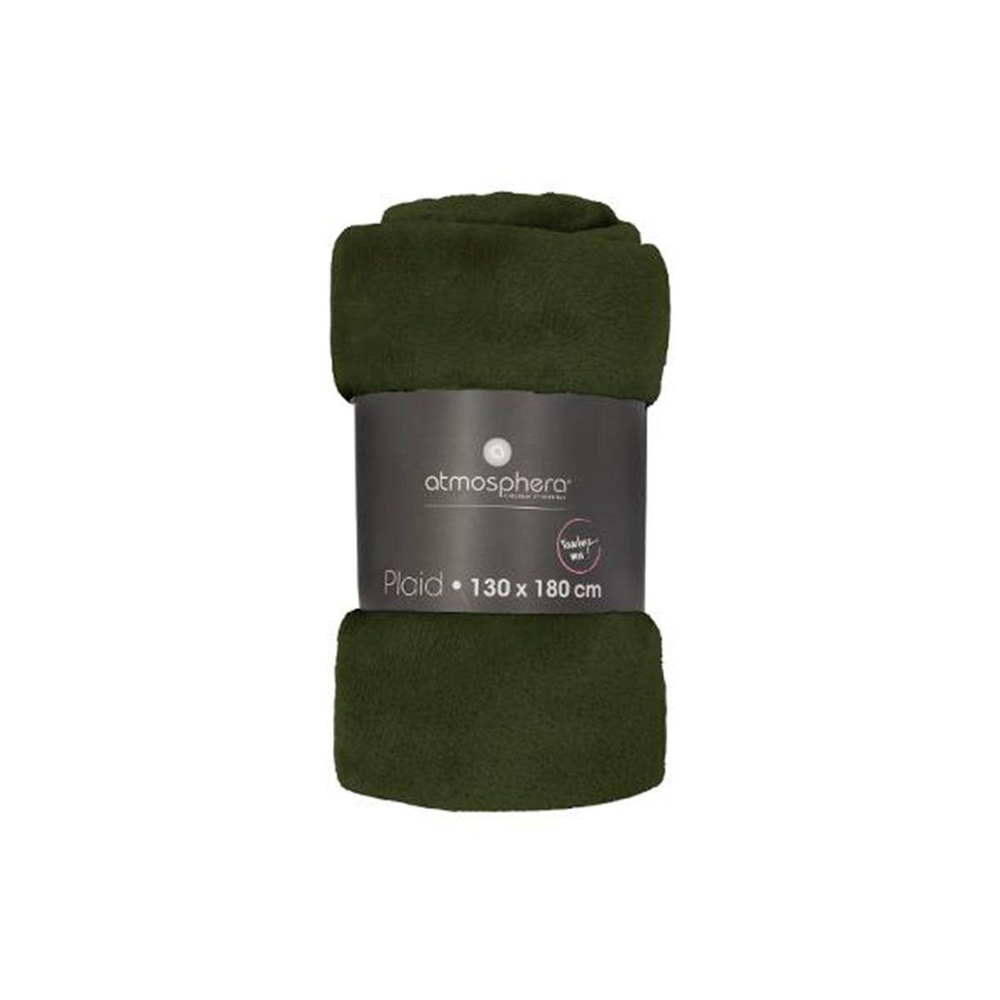 Voir la diapositive 4 : ATMOSPHERA Plaid doux uni  flanel  130x180cm vert kaki