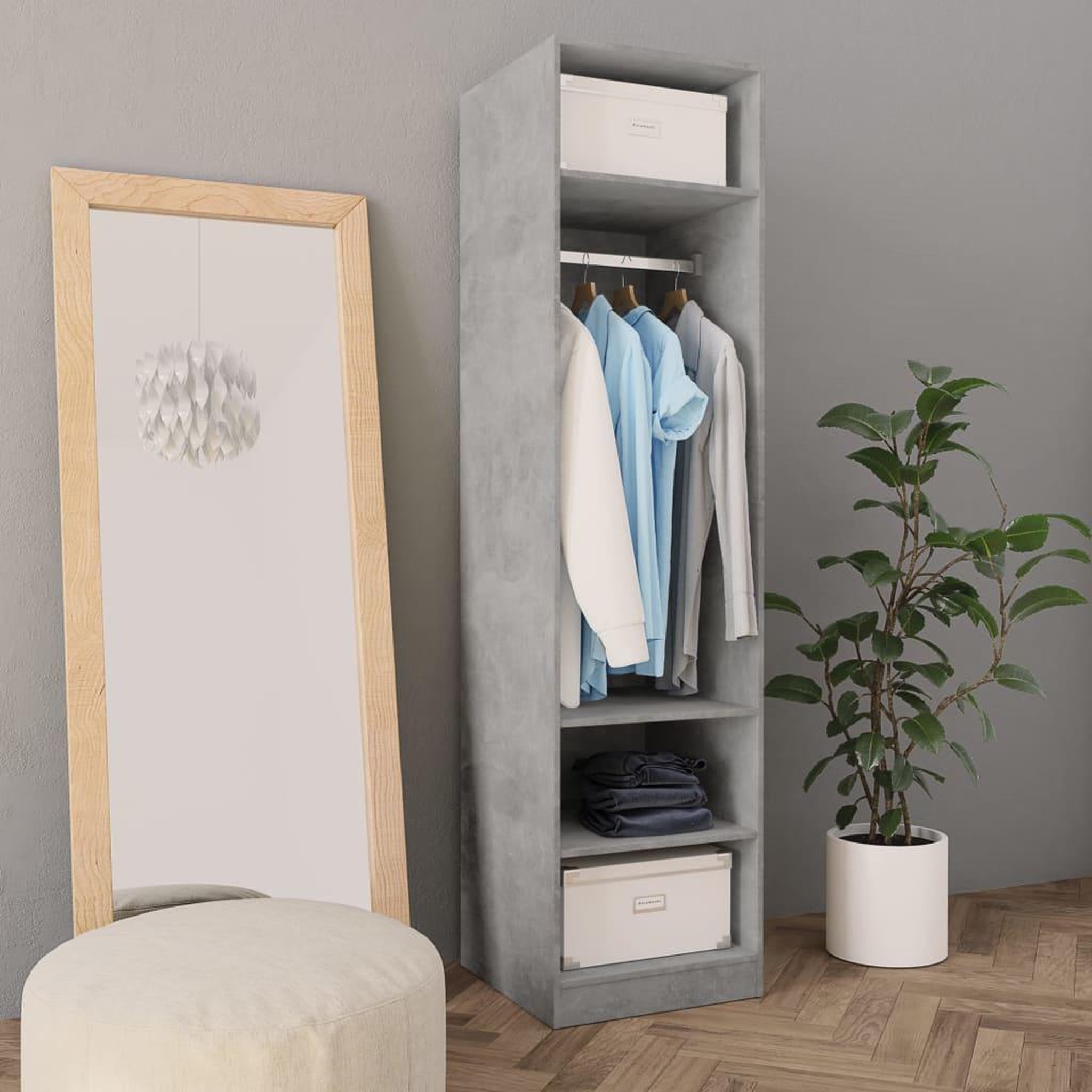 Voir la diapositive 1 : VIDAXL Garde-robe Gris beton 50x50x200 cm Bois d'ingenierie