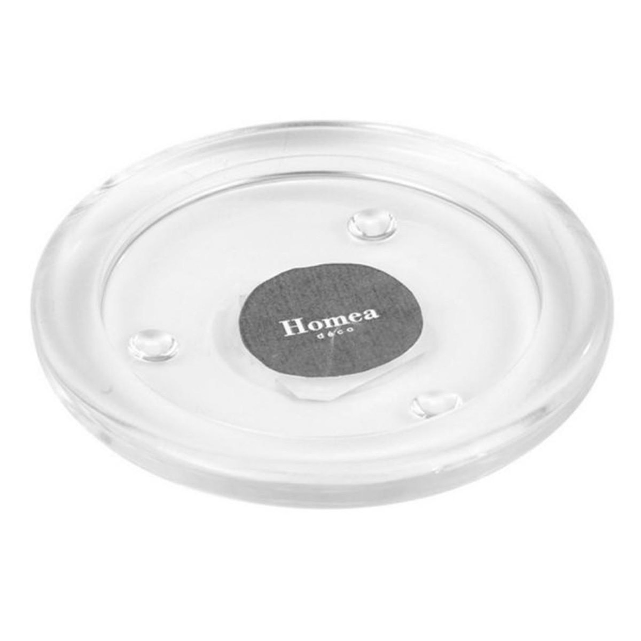 HOMEA Photophore Rond Plat  Verre  10cm Transparent