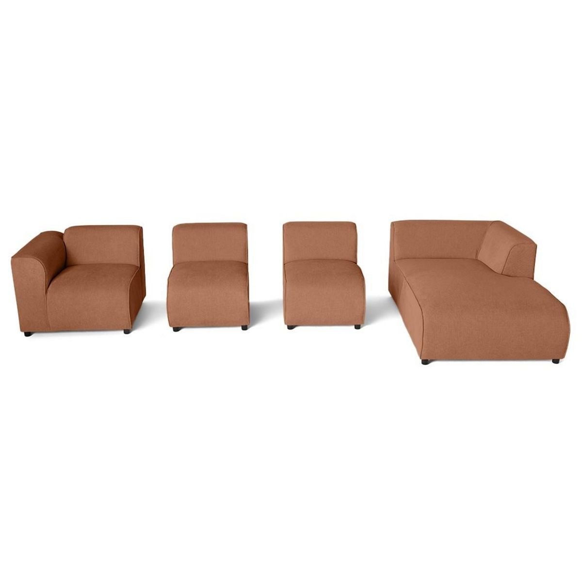 LISA DESIGN Suaro - canapé modulable d'angle droit 5 places en tissu texturé