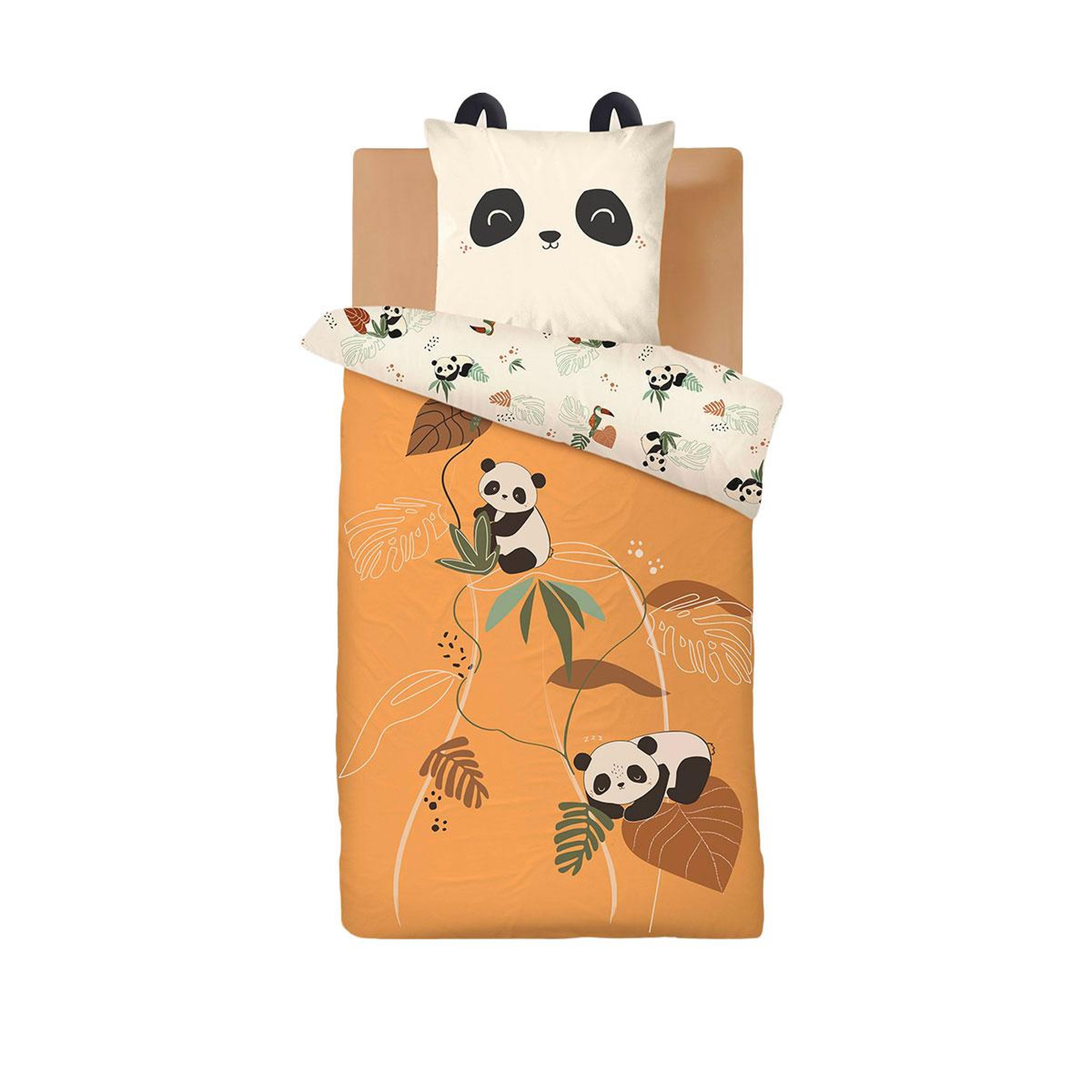 Petit Béguin Housse de couette enfant + taie d'oreiller Nael. Coloris disponibles : Marron