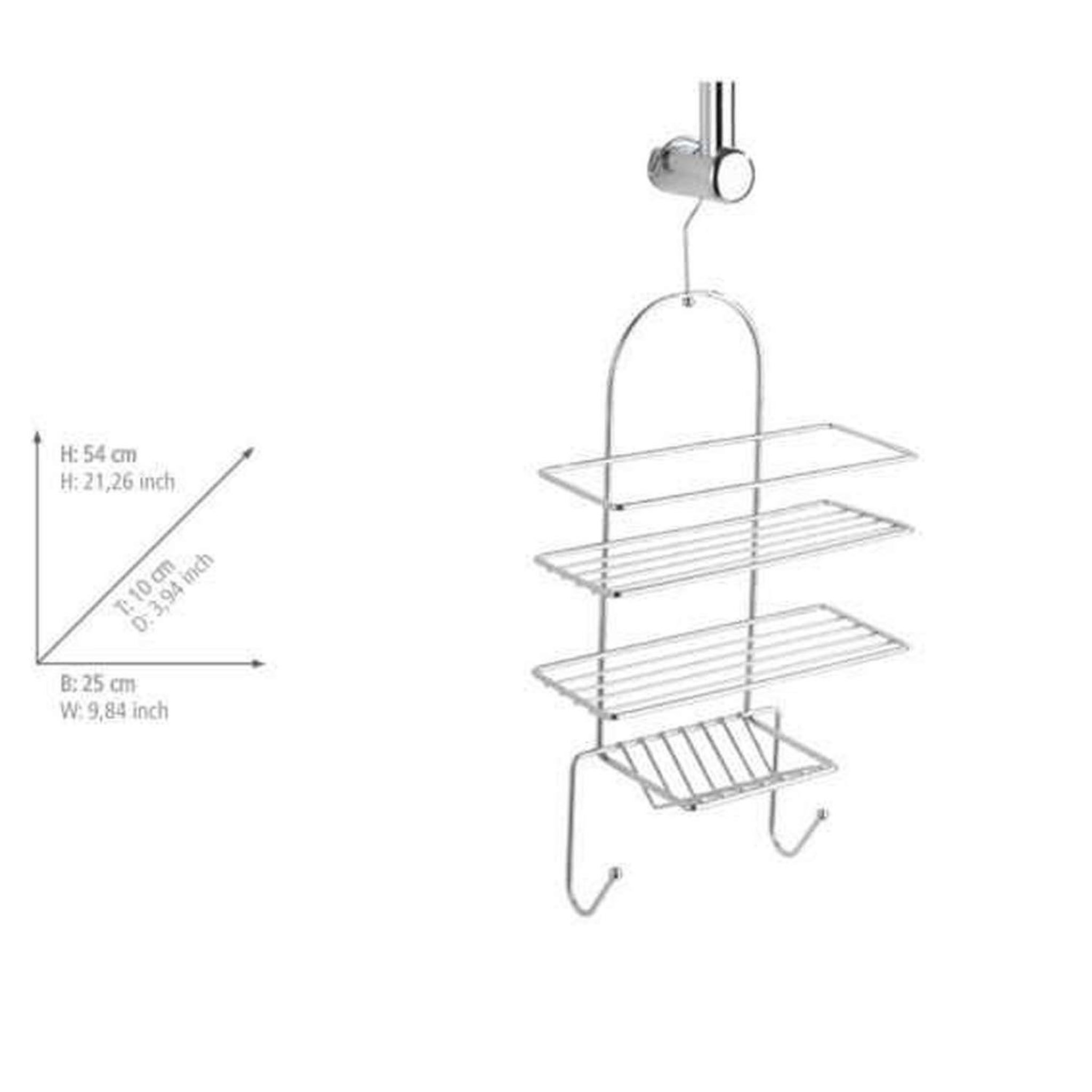 Voir la diapositive 3 : Wenko Serviteur de douche 3 tablettes et 2 crochets en métal - argent