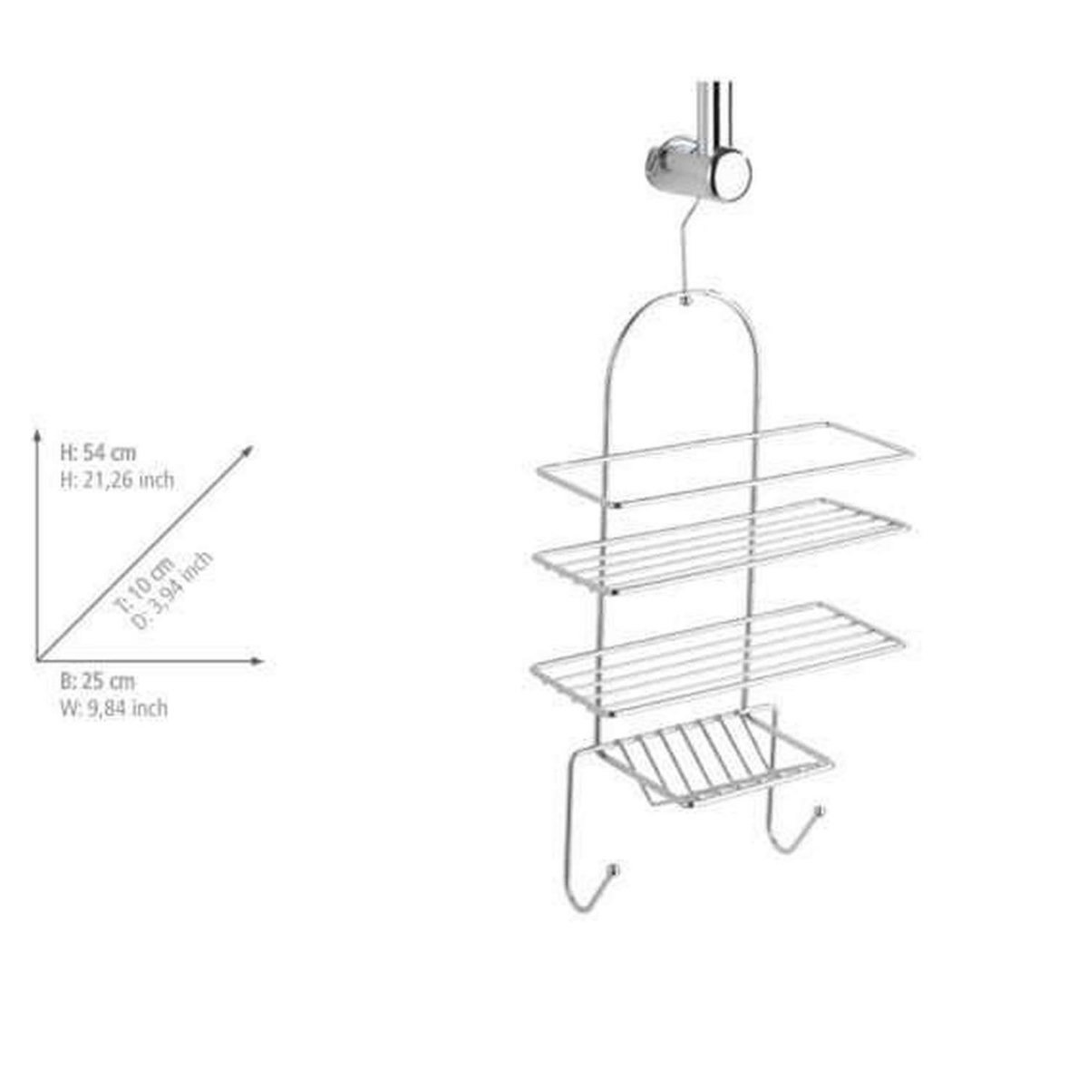 Wenko Serviteur de douche 3 tablettes et 2 crochets en métal - Argent