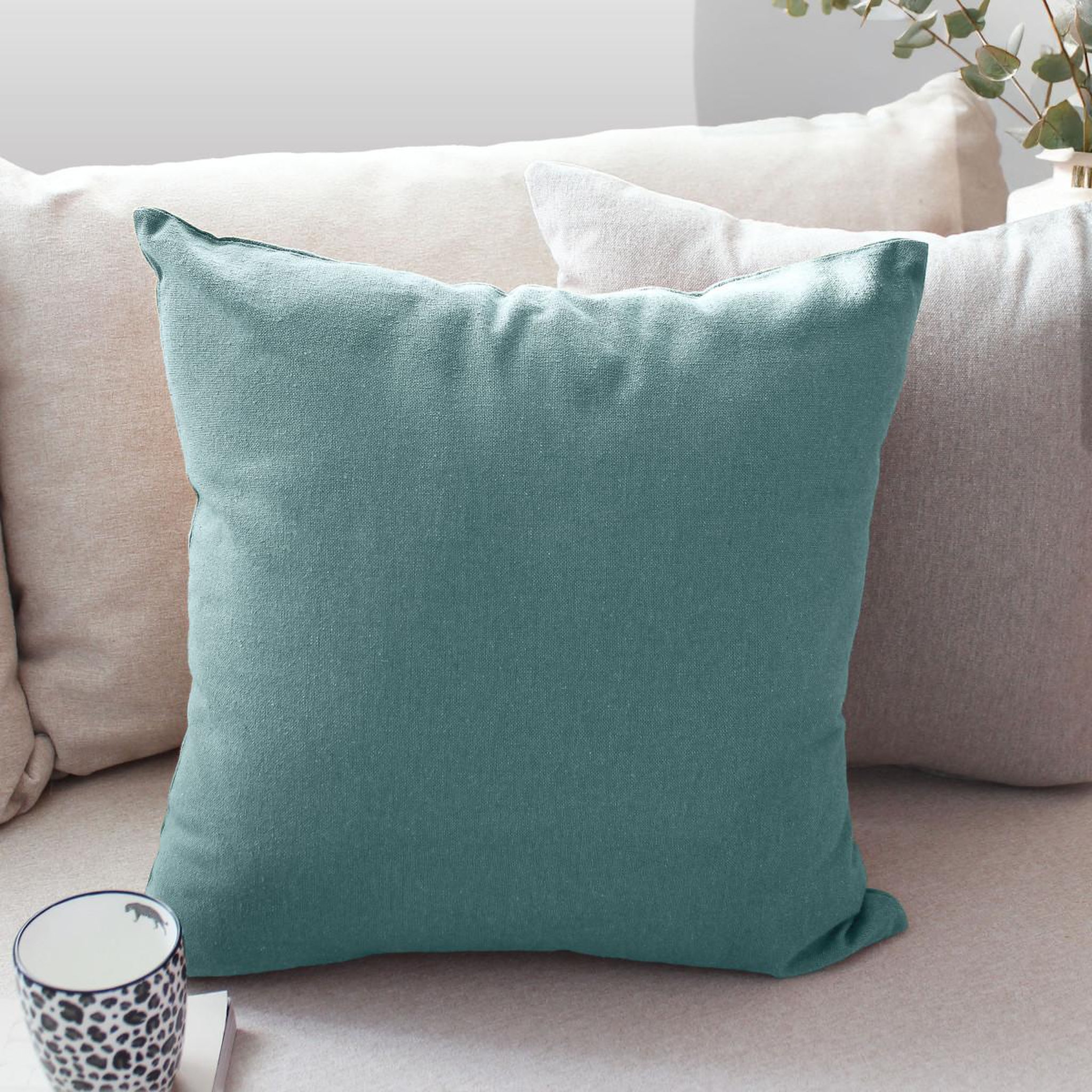 Voir la diapositive 3 : ENJOY HOME Coussin déco uni  cambria  40x40cm bleu glacier