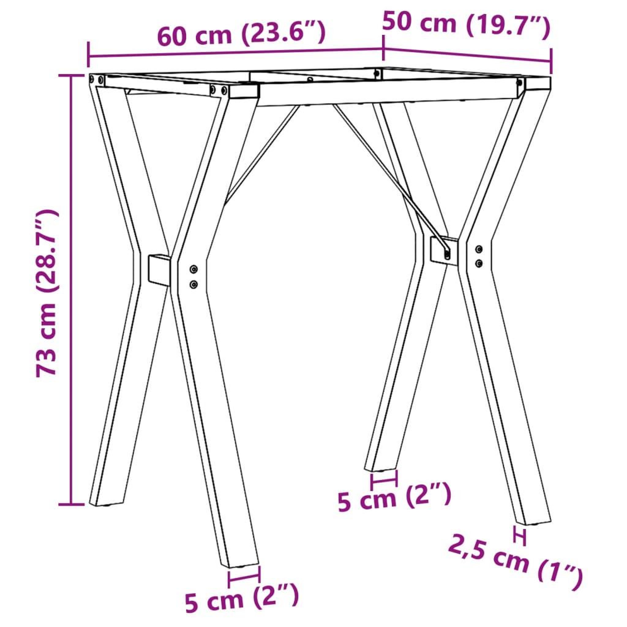 Voir la diapositive 6 : VIDAXL Pieds de table a manger cadre en Y 60x50x73 cm acier