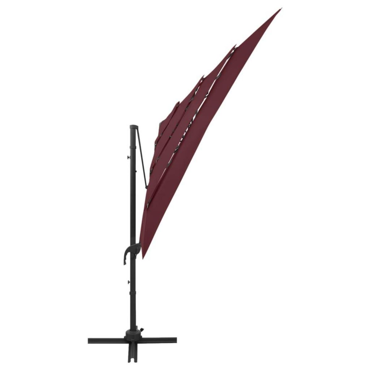 VIDAXL Parasol de jardin a 4 niveaux mat en aluminium rouge bordeaux