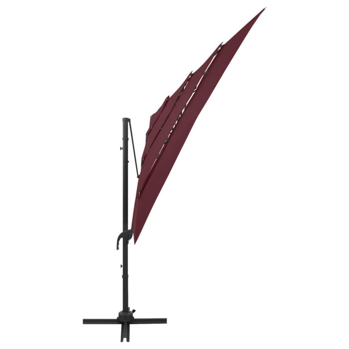 VIDAXL Parasol de jardin a 4 niveaux mat en aluminium rouge bordeaux