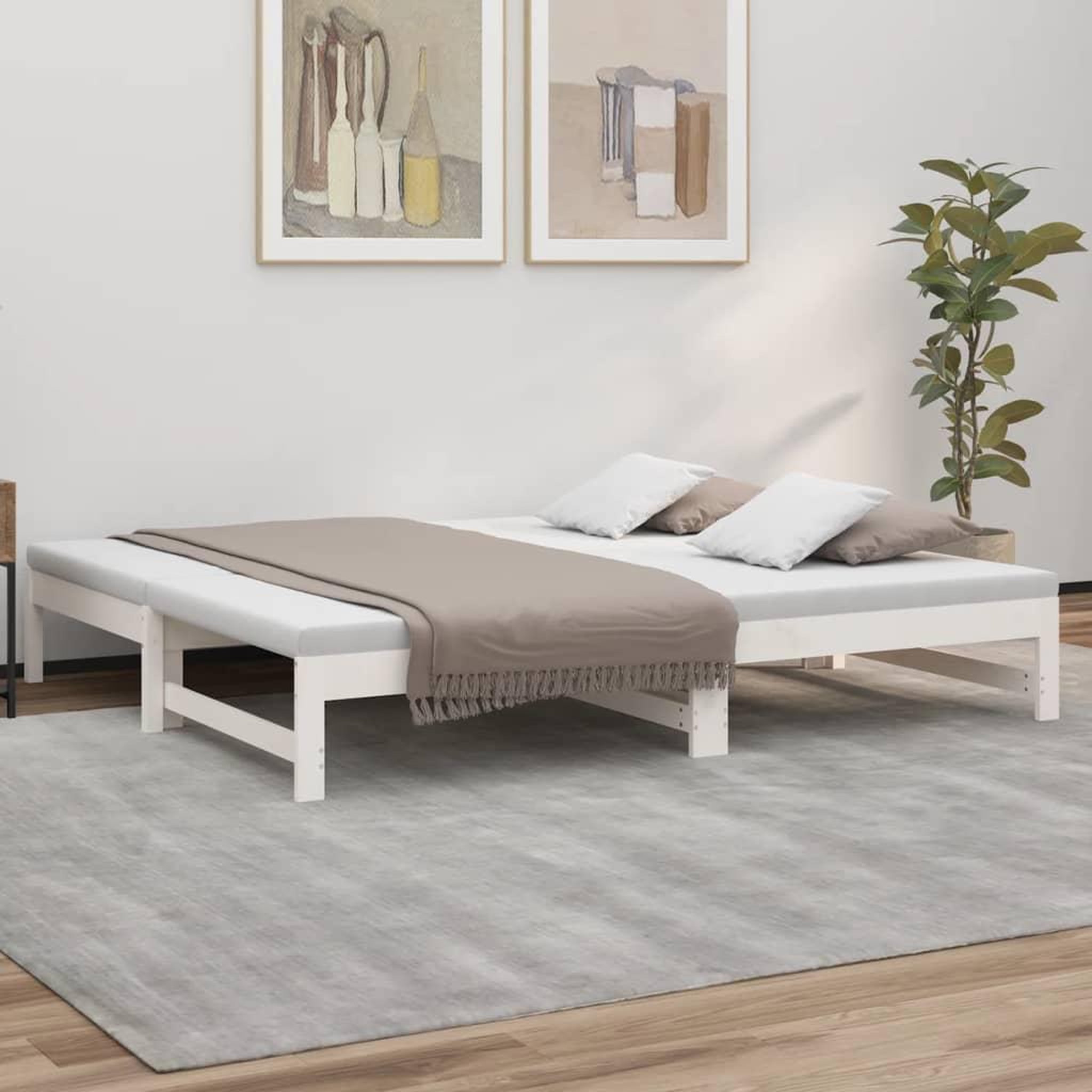 Voir la diapositive 1 : VIDAXL Lit coulissant sans matelas blanc 2x(90x190) cm