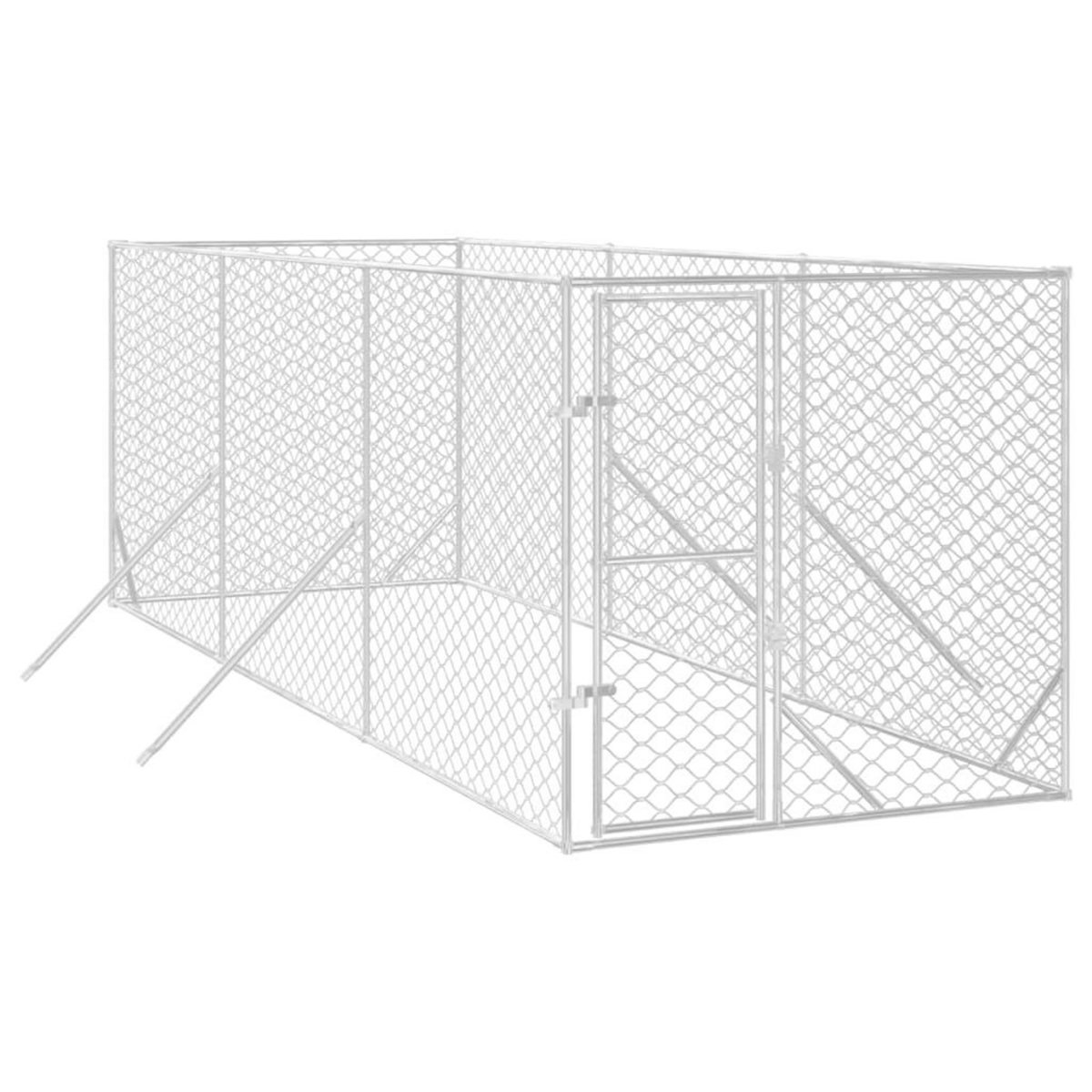 VIDAXL Chenil d'exterieur pour chiens argente 2x6x2 m acier galvanise