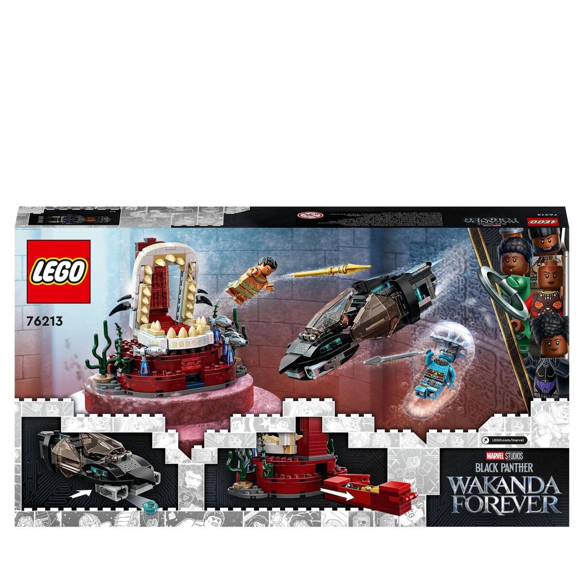 LEGO Marvel 76213 La Salle du Trône du Roi Namor, Jouet Sous-Marin, Figurines Black Panther