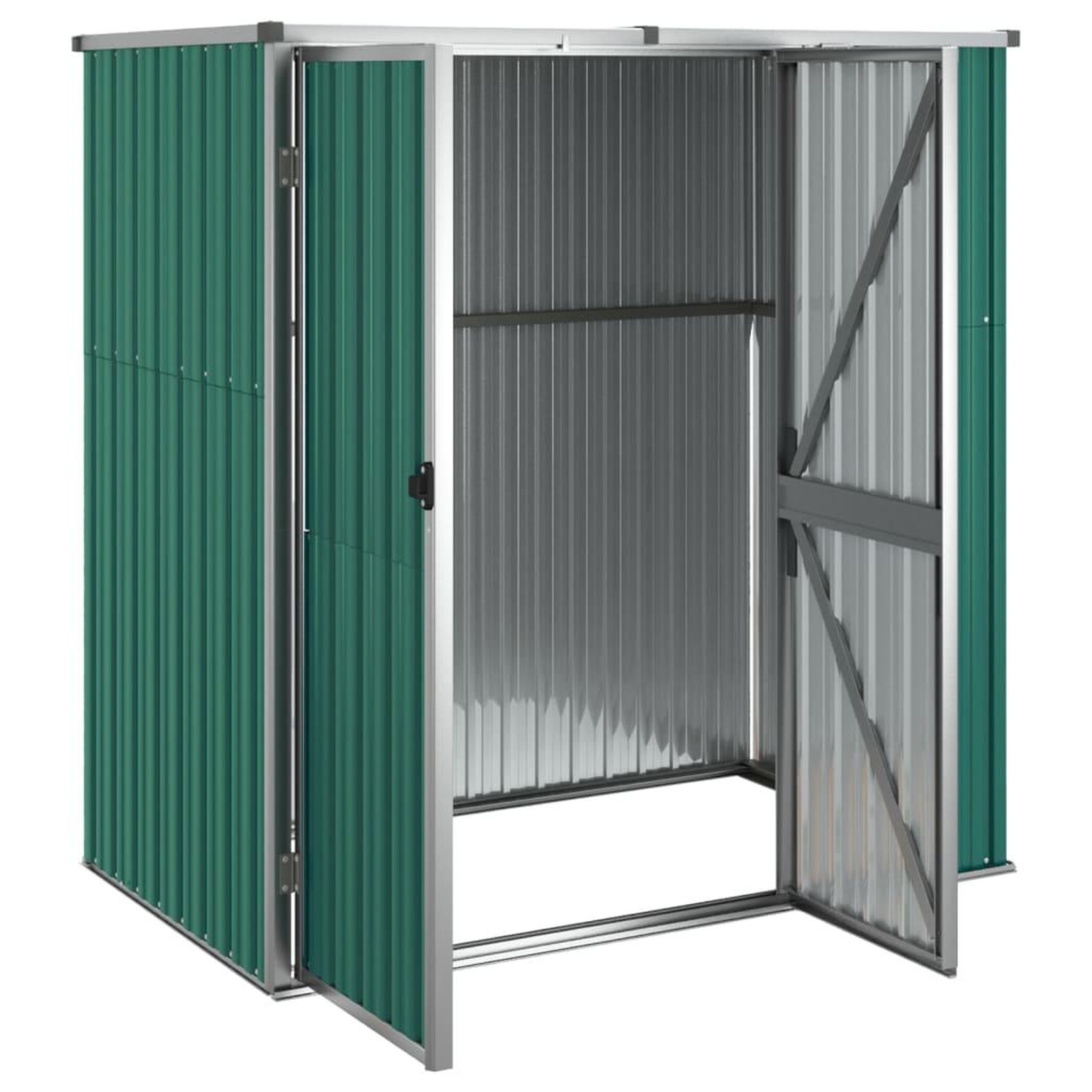 Voir la diapositive 4 : VIDAXL Abri a outils de jardin vert 161x89x161 cm acier galvanise