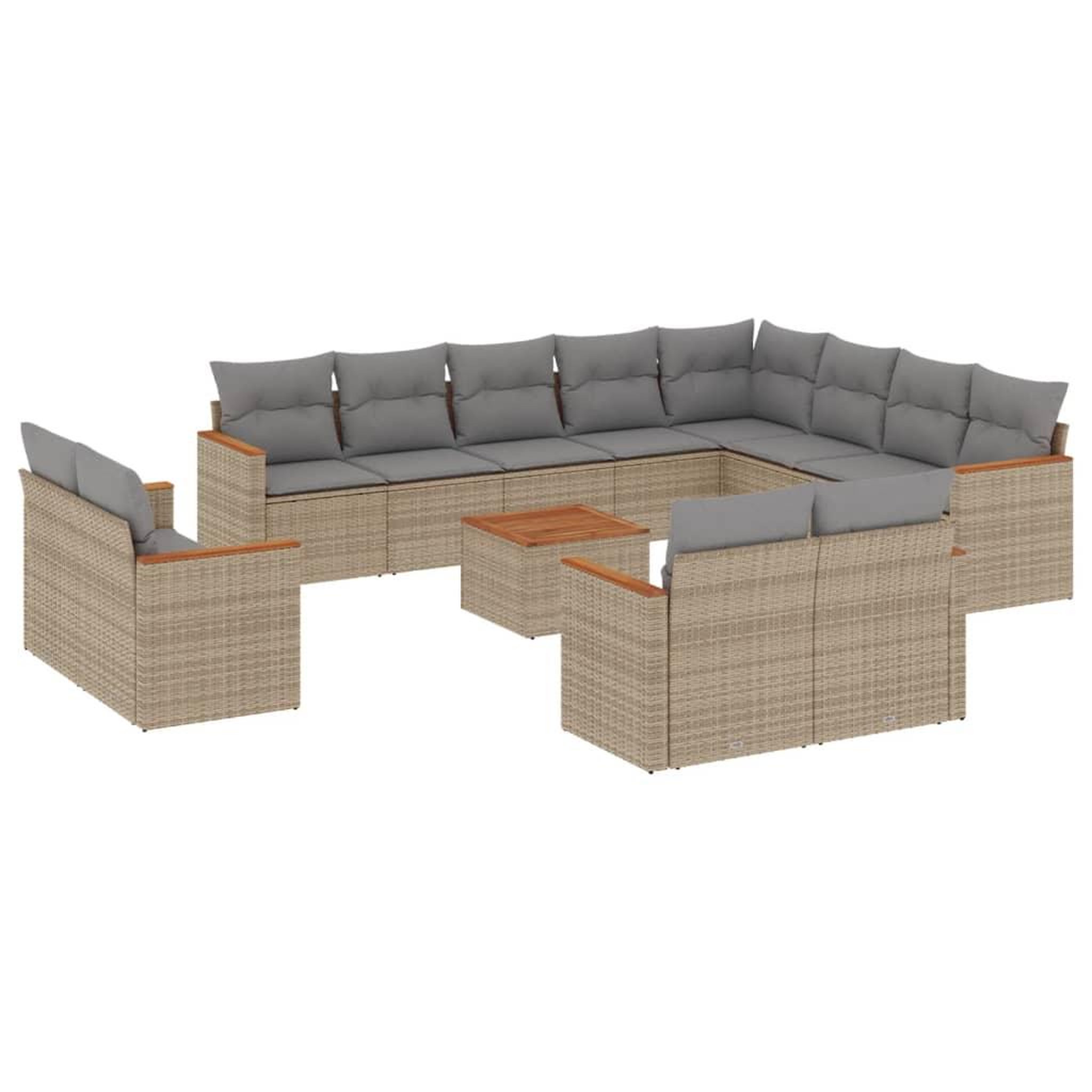 Voir la diapositive 2 : VIDAXL Salon de jardin avec coussins 13 pcs beige resine tressee