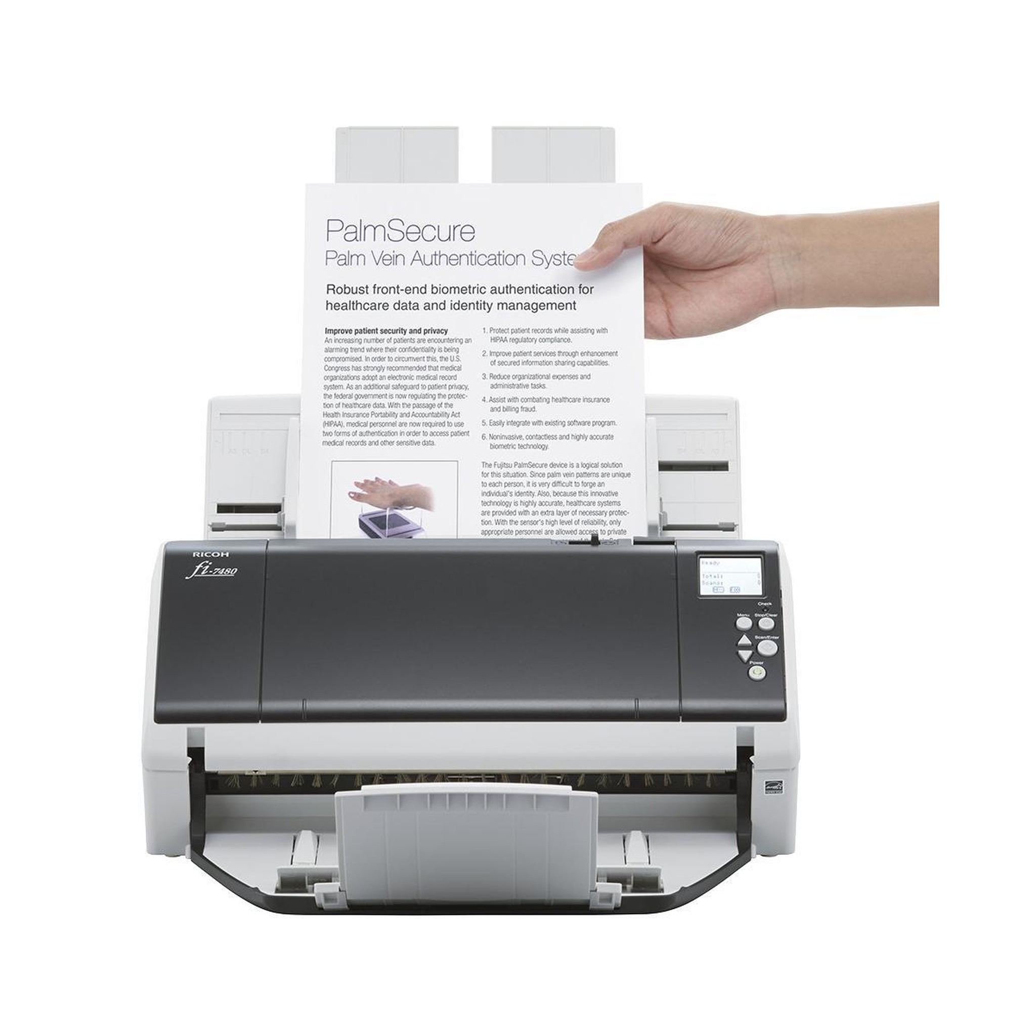 Voir la diapositive 3 : Ricoh Ricoh fi-7480 scanner adf 600 x 600 dpi a3 gris, blanc