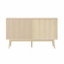 Voir la diapositive 5 : SWEEEK Buffet de rangement décor bois naturel. Linear. deux portes. deux étagères. buffet haut. vaisselier.  L 150 x P 39.5 x H 90cm