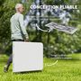 Voir la diapositive 4 : OUTSUNNY Table pliante de camping jardin dim. 180 x 74 x 74 cm avec poignée métal époxy gris HDPE blanc
