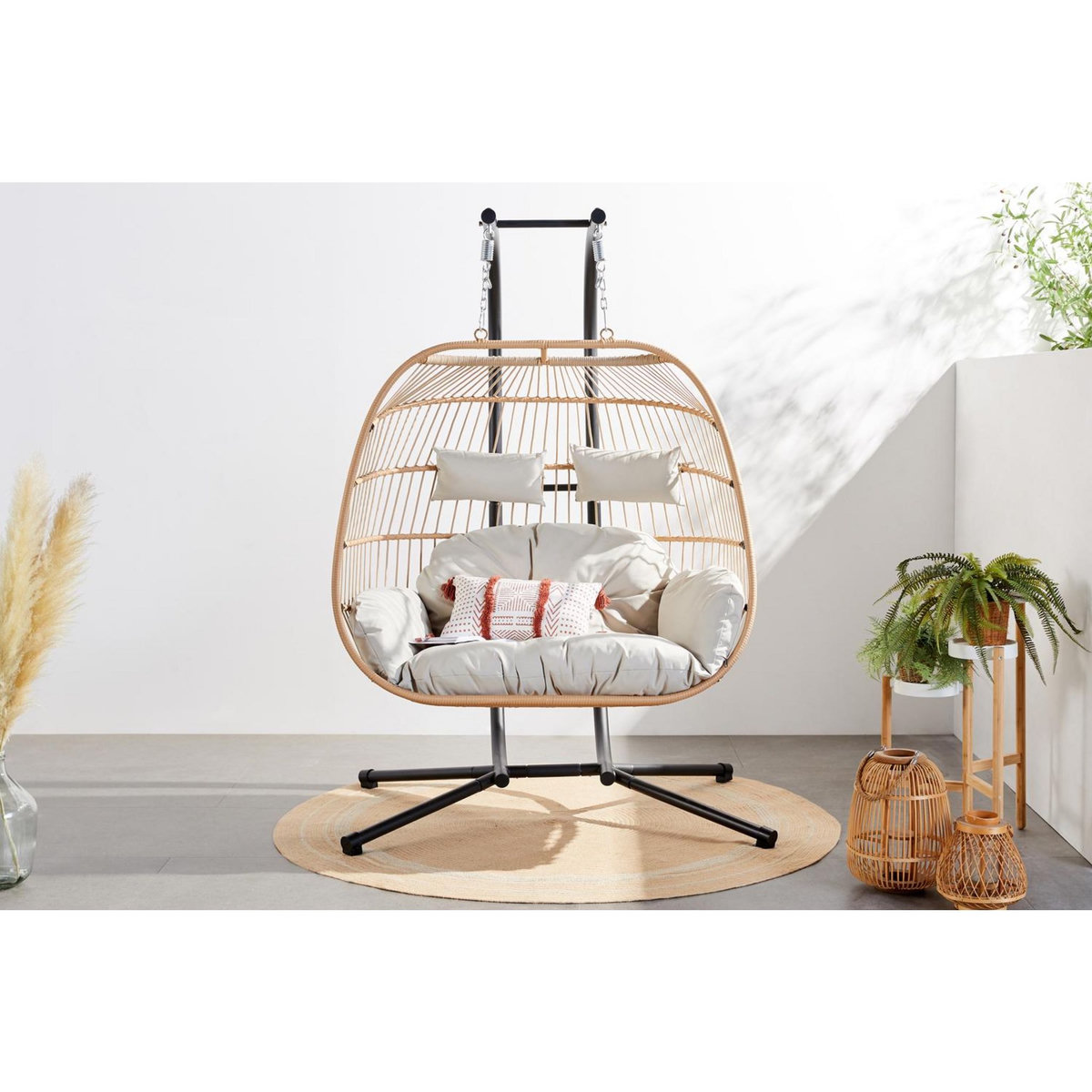 CONCEPT USINE Fauteuil suspendu 2 places effet rotin  FARO