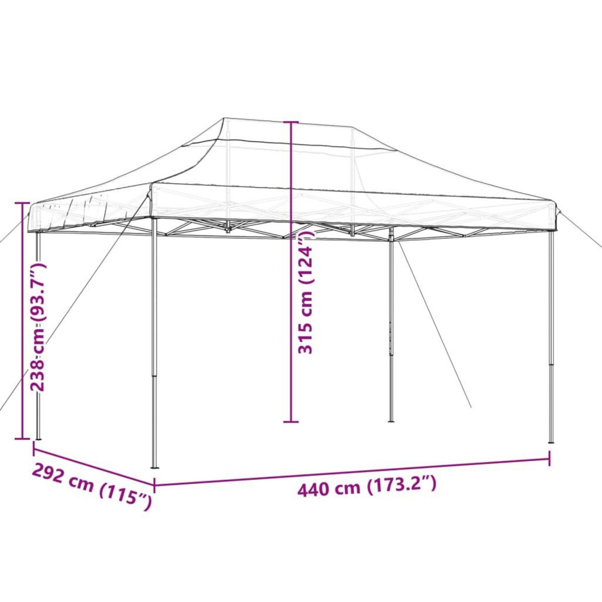 VIDAXL Tente de reception pliable escamotable marron 440x292x315 cm